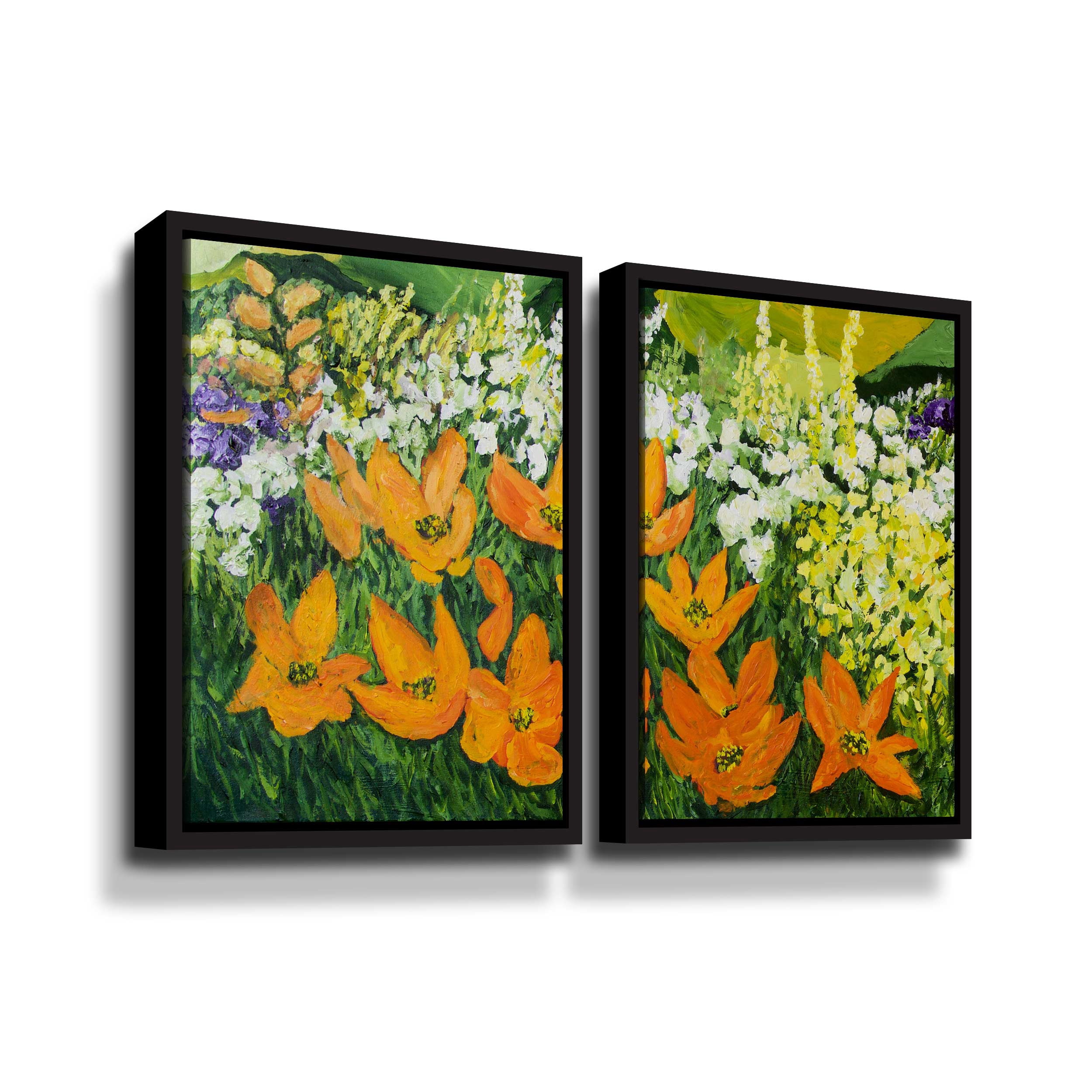 Artwall Field of Poppies 2, 2 Piece Floater Framed Canvas Set by Allan Friedlander