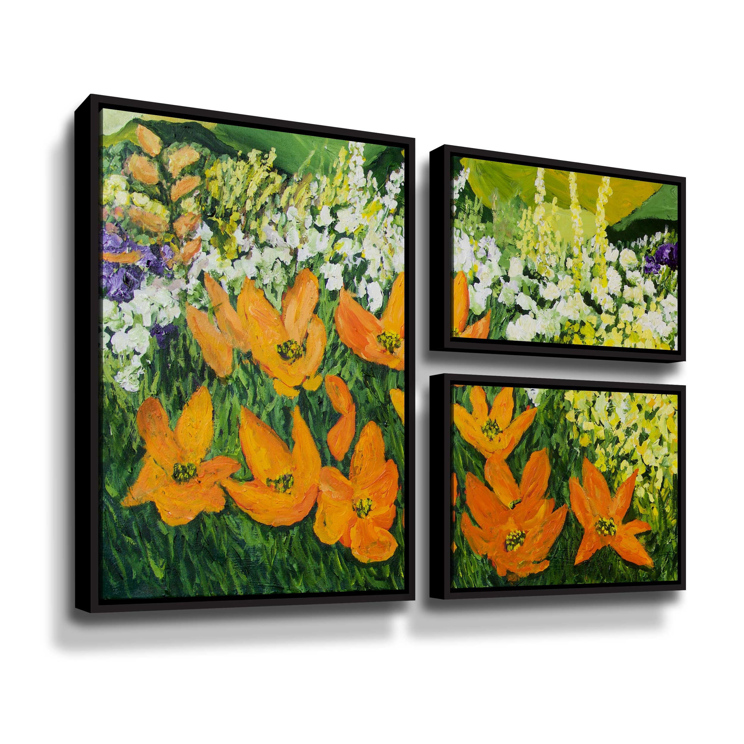 Artwall Field of Poppies 2, 3 Piece Floater Framed Canvas Flag Set by Allan Friedlander