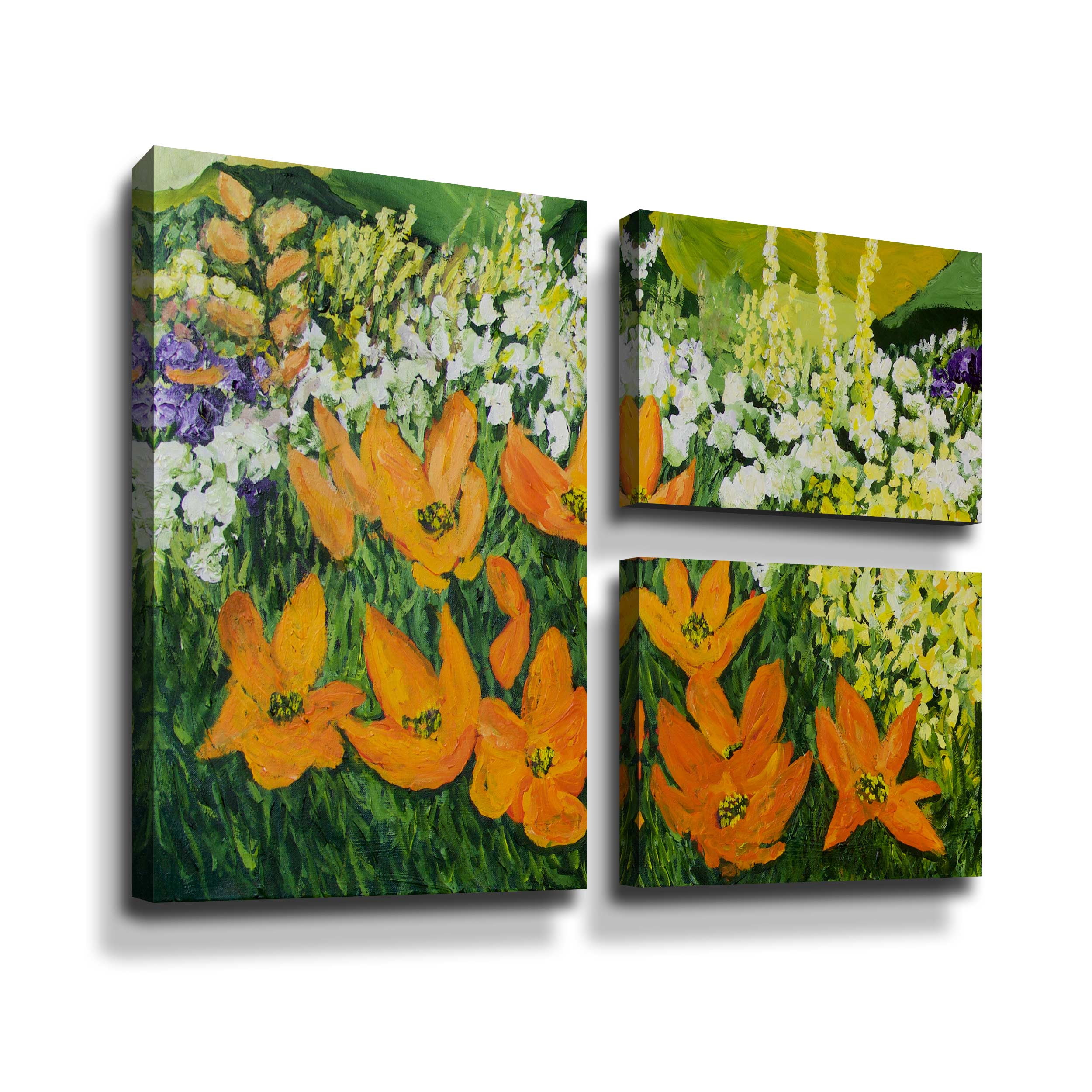 Artwall Field of Poppies 2, 3 Piece Gallery Wrapped Canvas Flag Set by Allan Friedlander