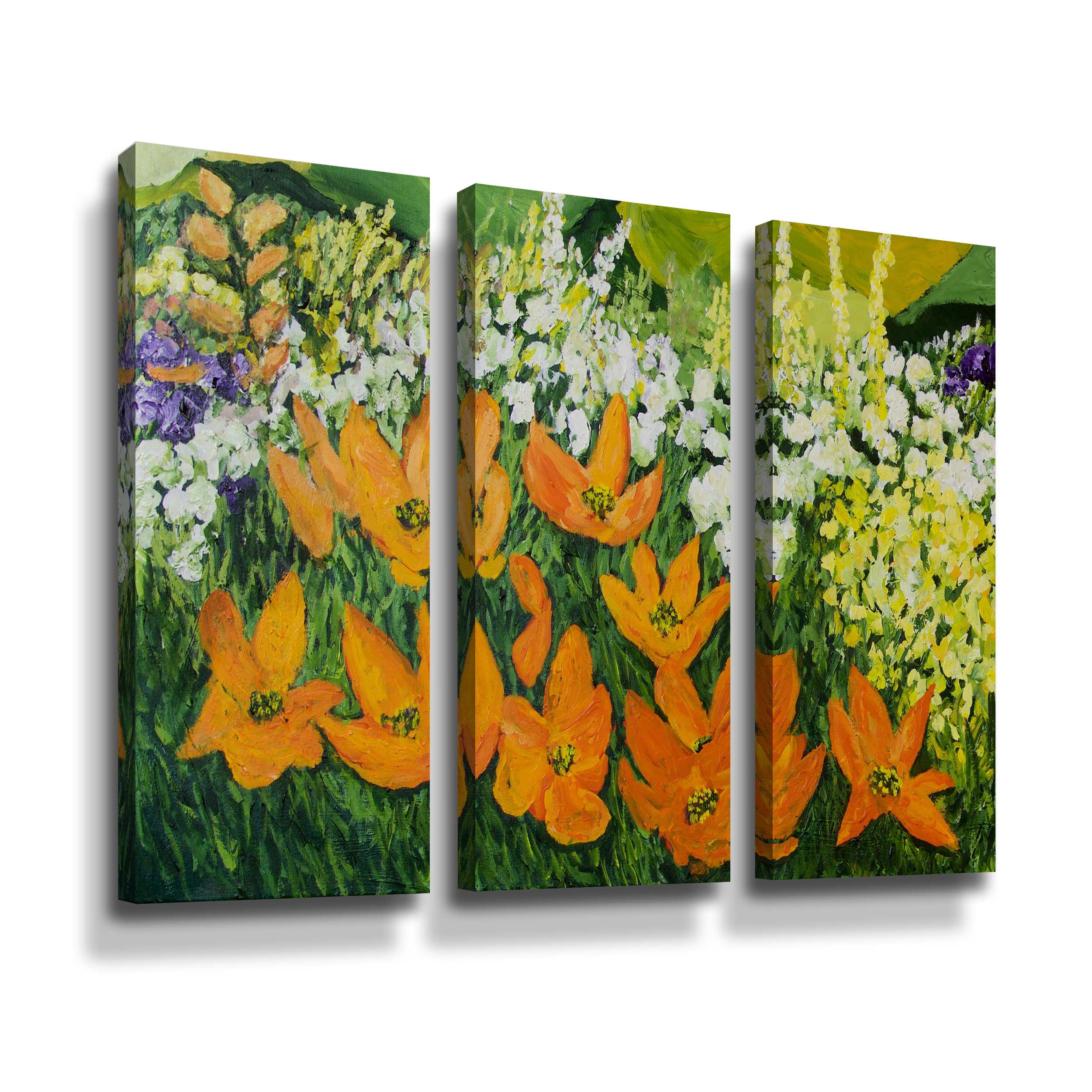 Artwall Field of Poppies 2, 3 Piece Gallery Wrapped Canvas Set by Allan Friedlander