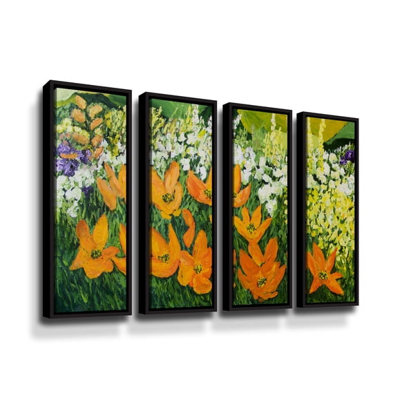 Artwall Field of Poppies 2, 4 Piece Floater Framed Canvas Set by Allan Friedlander