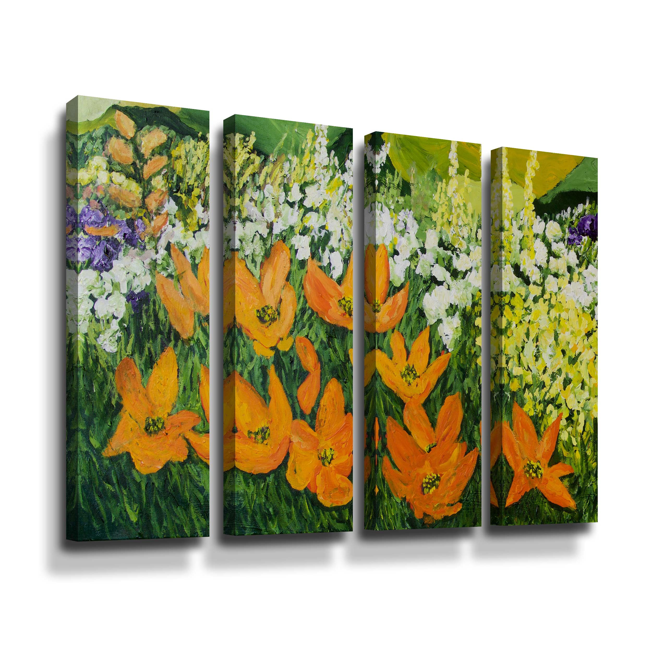 Artwall Field of Poppies 2, 4 Piece Gallery Wrapped Canvas Set by Allan Friedlander