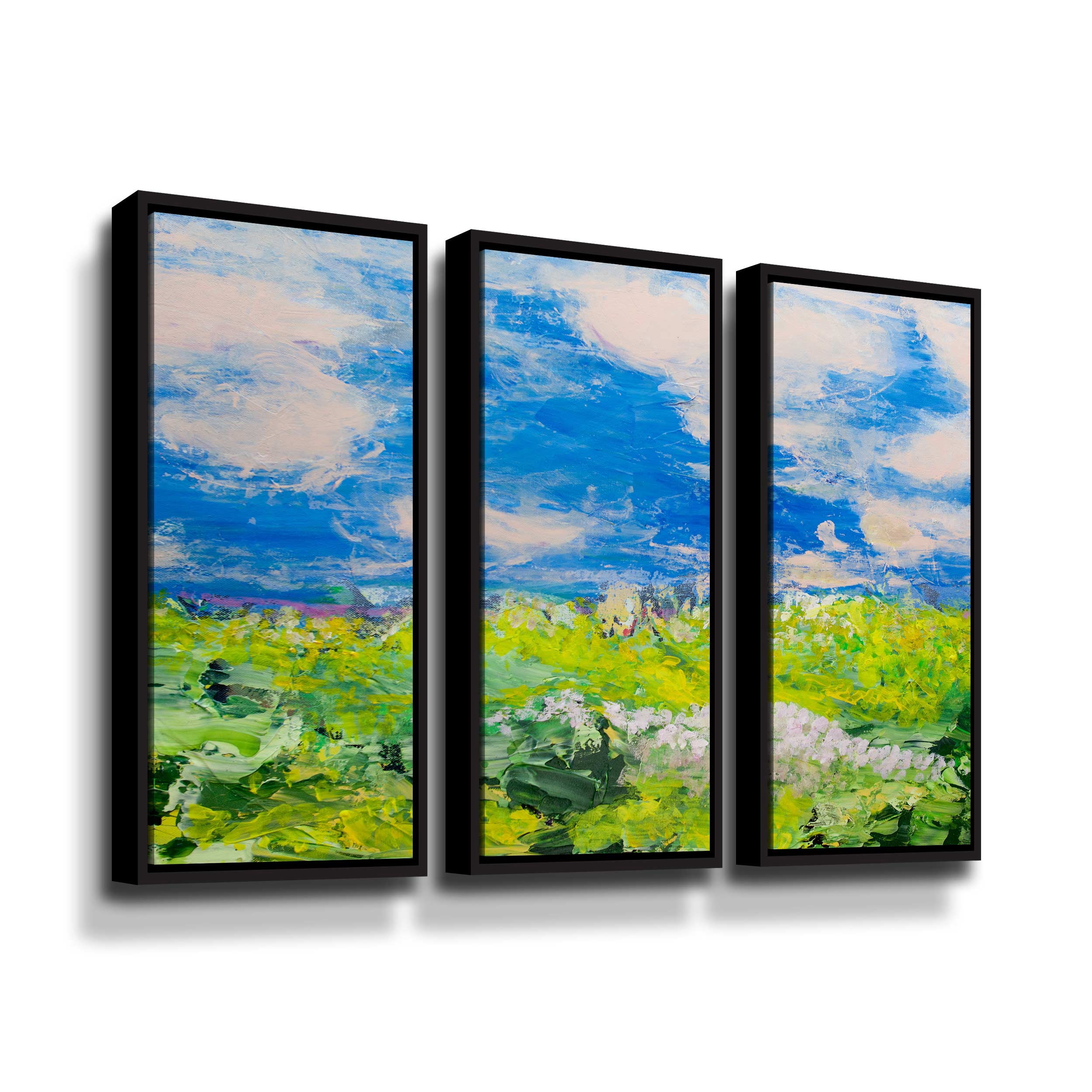 Artwall French Valley, 3 Piece Floater Framed Canvas Set by Allan Friedlander