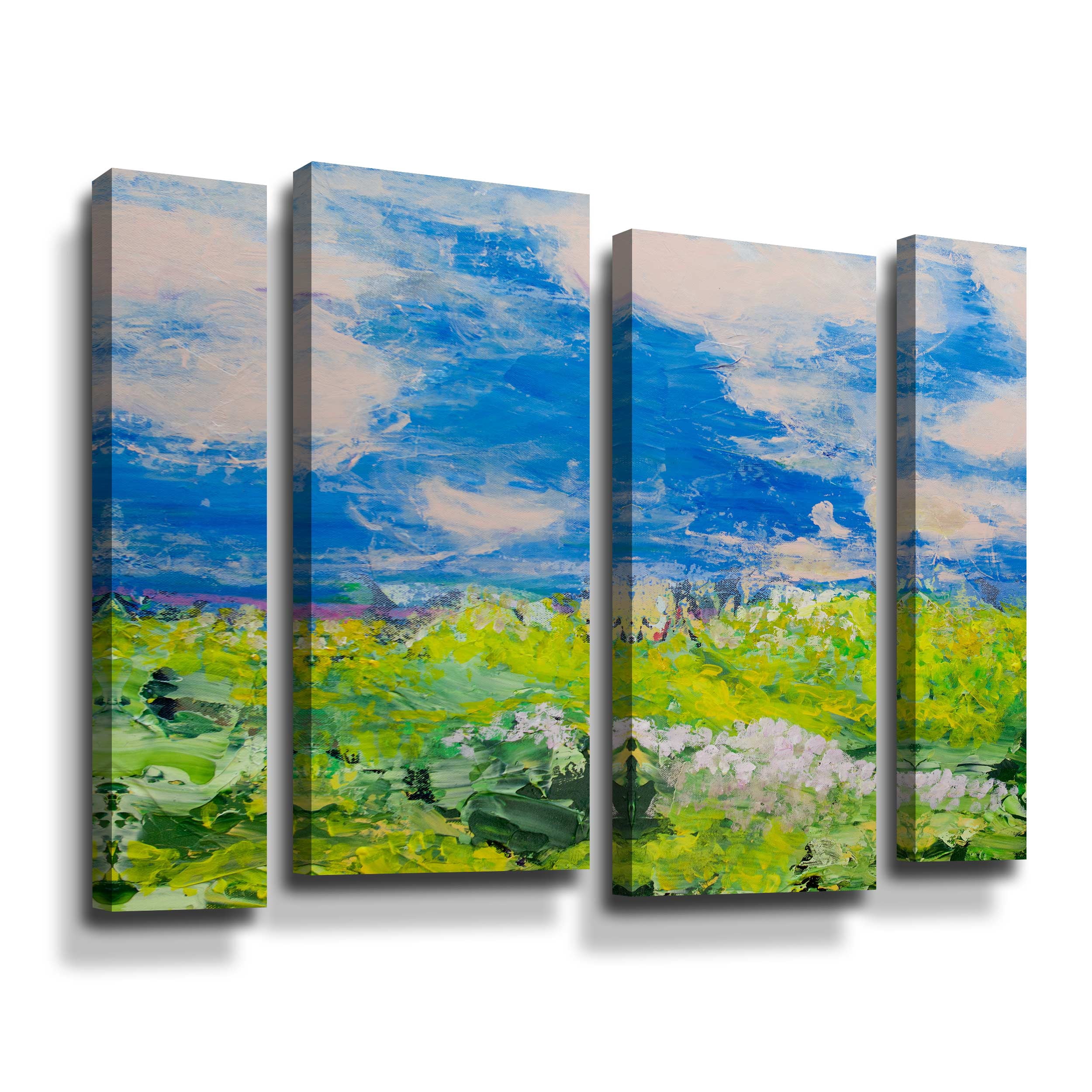 Artwall French Valley, 4 Piece Gallery Wrapped Canvas Staggered Set by Allan Friedlander