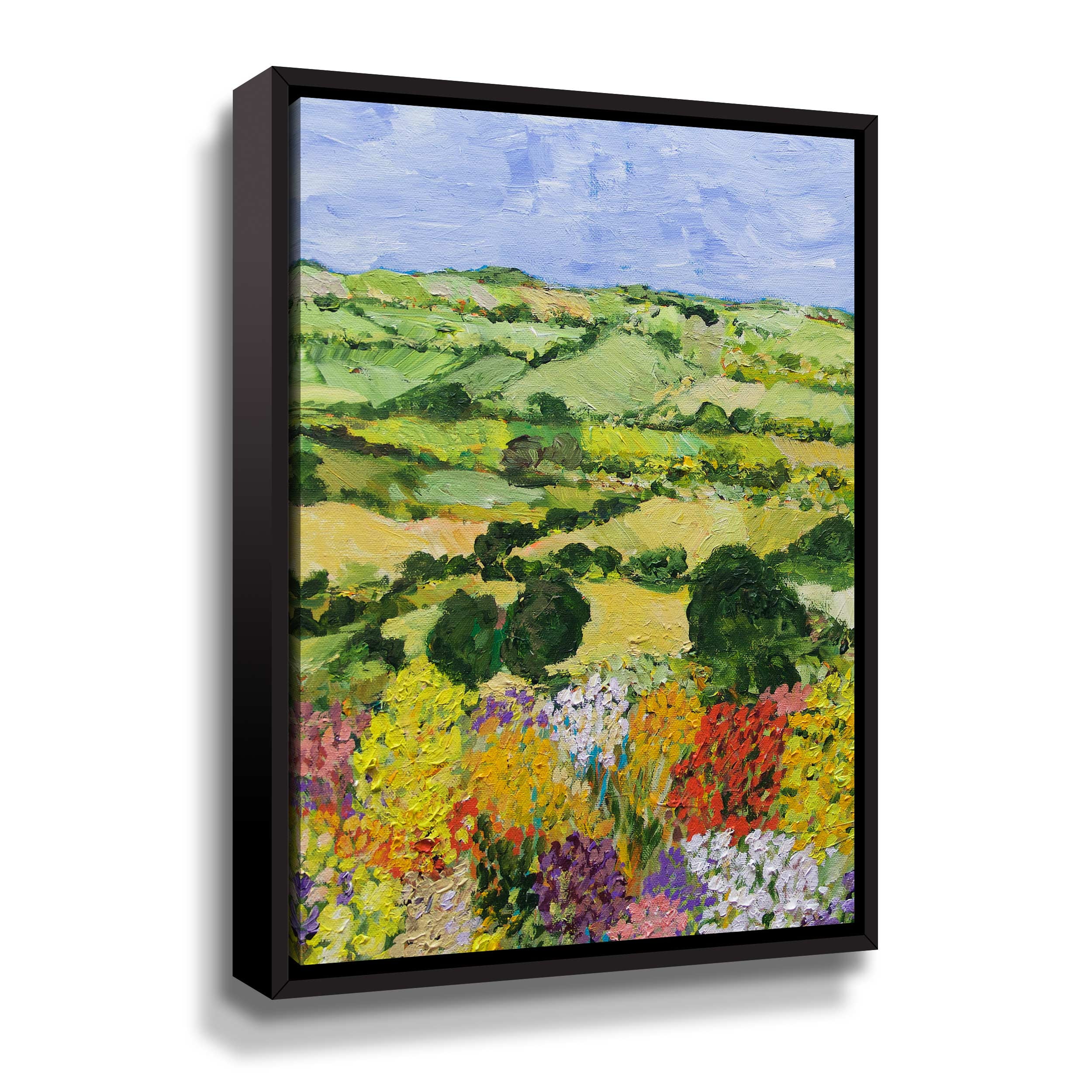 Artwall Garden on the Hilltop, Gallery Wrapped Floater-framed Canvas by Allan Friedlander