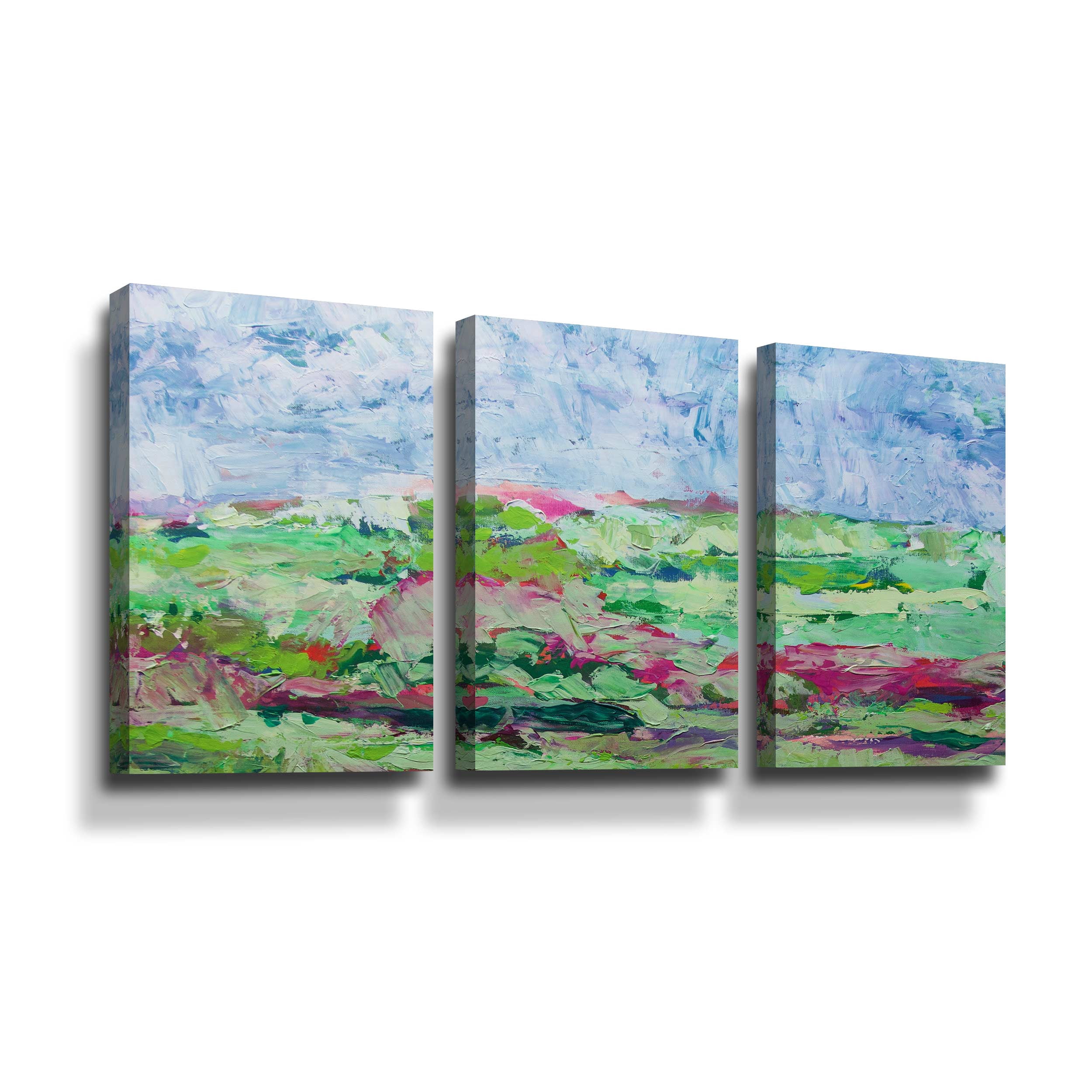 Artwall Greenfields, 3 Piece Gallery Wrapped Canvas Set by Allan Friedlander