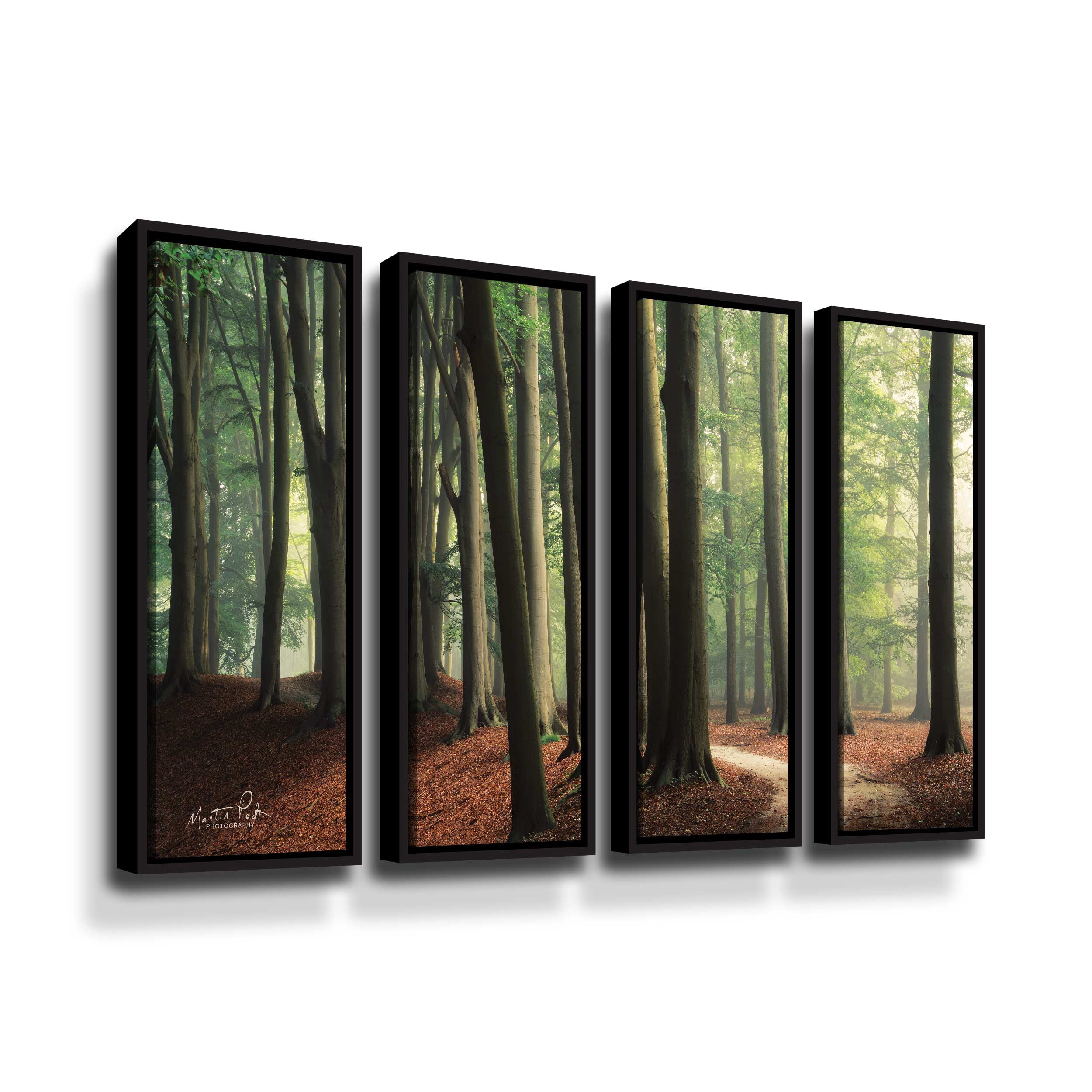 Artwall In the Curve, 4 Piece Floater Framed Canvas Set by Martin Podt