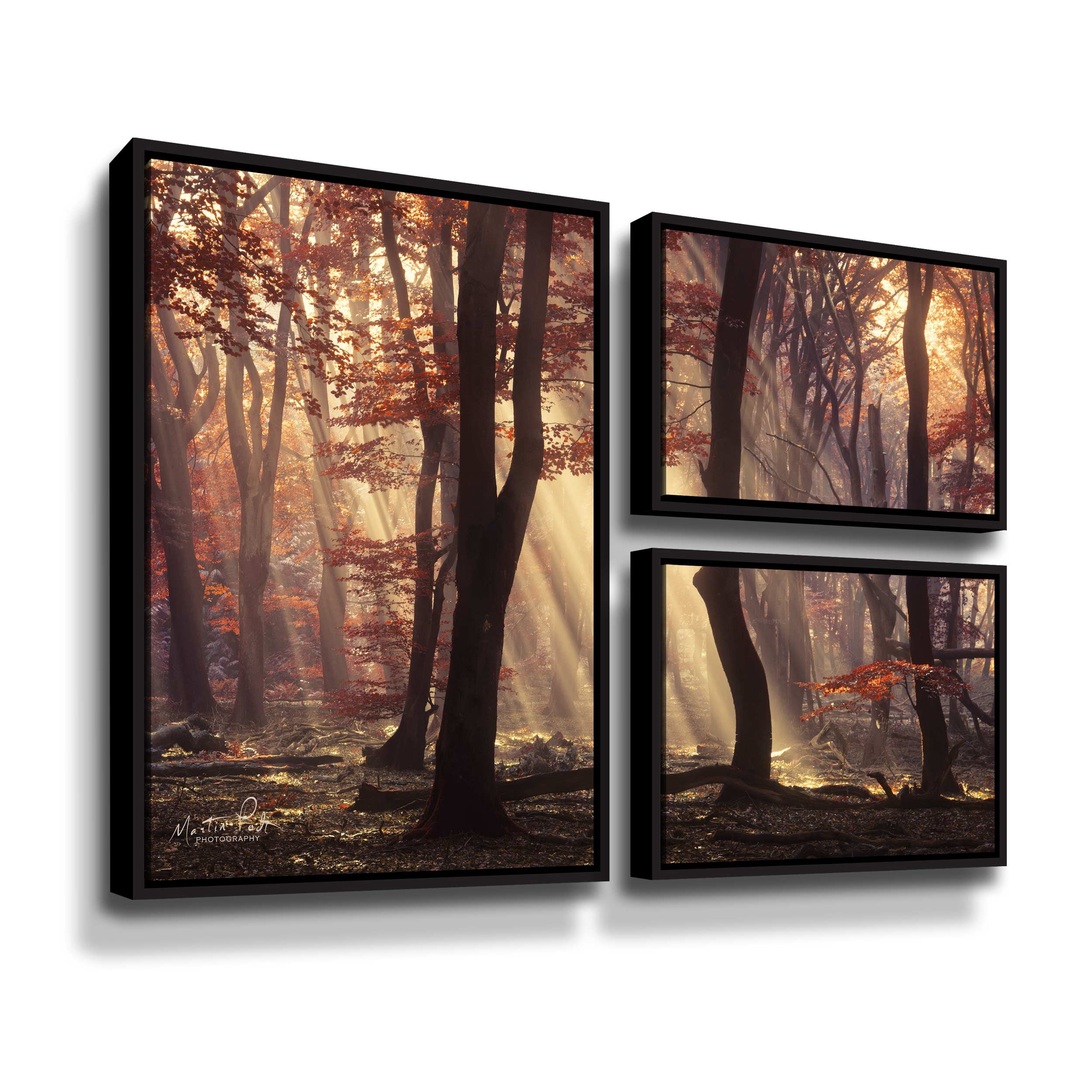 Artwall Its Raining Sunrays, 3 Piece Floater Framed Canvas Flag Set by Martin Podt