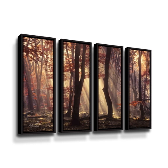 Artwall Its Raining Sunrays, 4 Piece Floater Framed Canvas Set by Martin Podt
