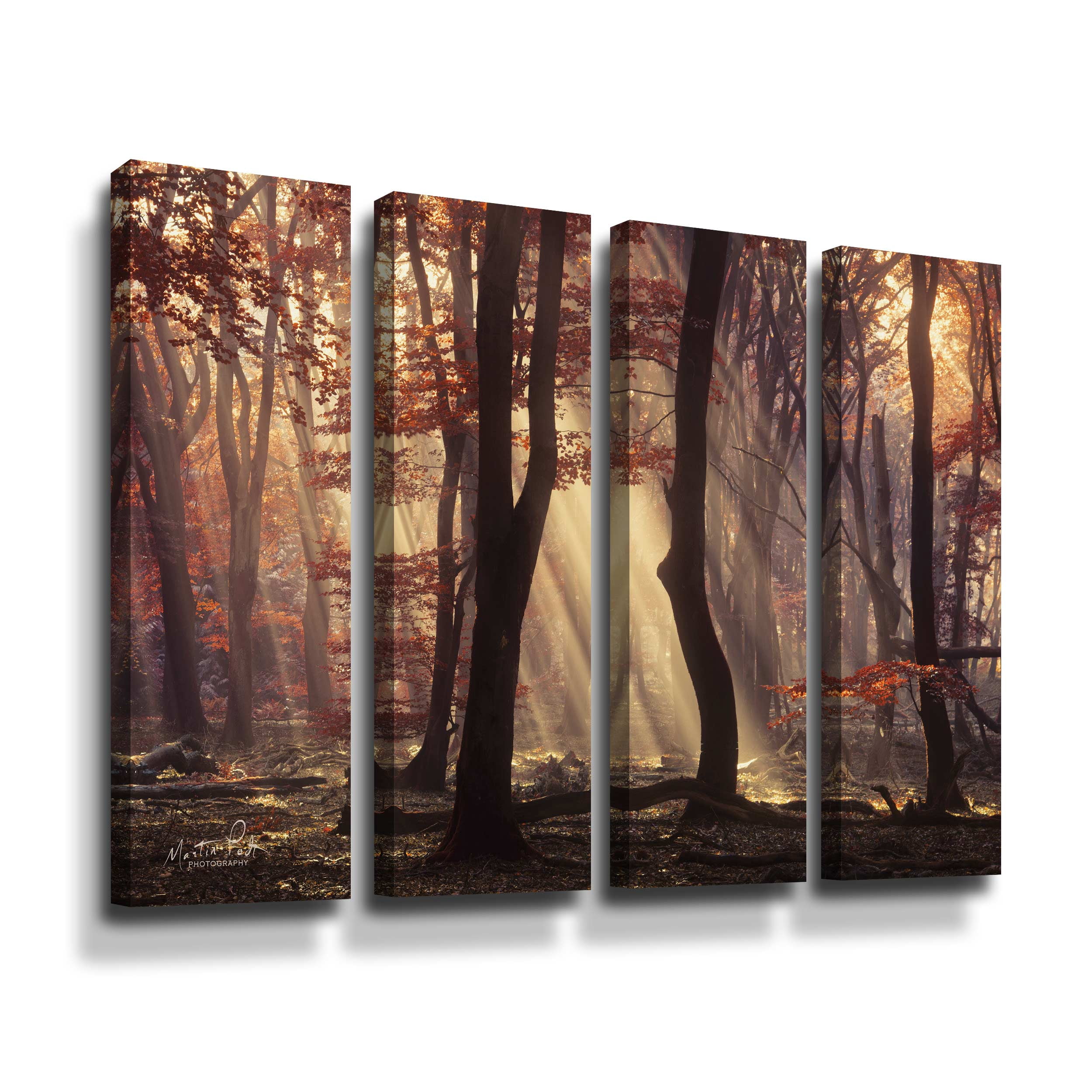 Artwall Its Raining Sunrays, 4 Piece Gallery Wrapped Canvas Set by Martin Podt