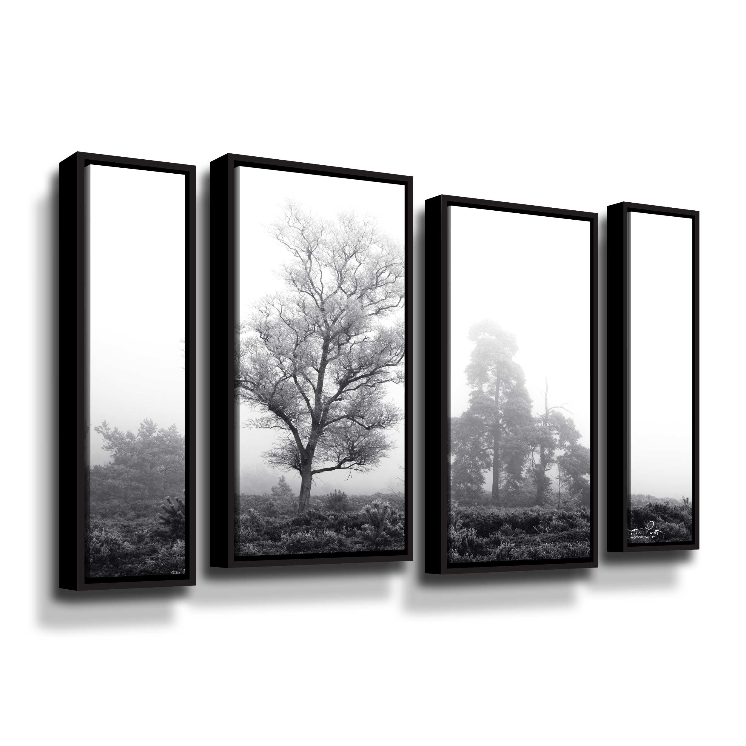 Artwall Less is More, 4 Piece Floater Framed Canvas Staggered Set by Martin Podt