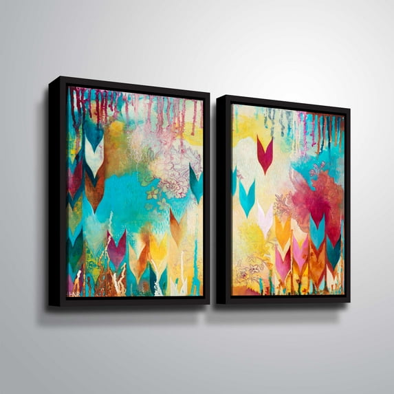 Artwall Life is Good, 2 Piece Floater Framed Canvas Set by Heather Noel Robinson