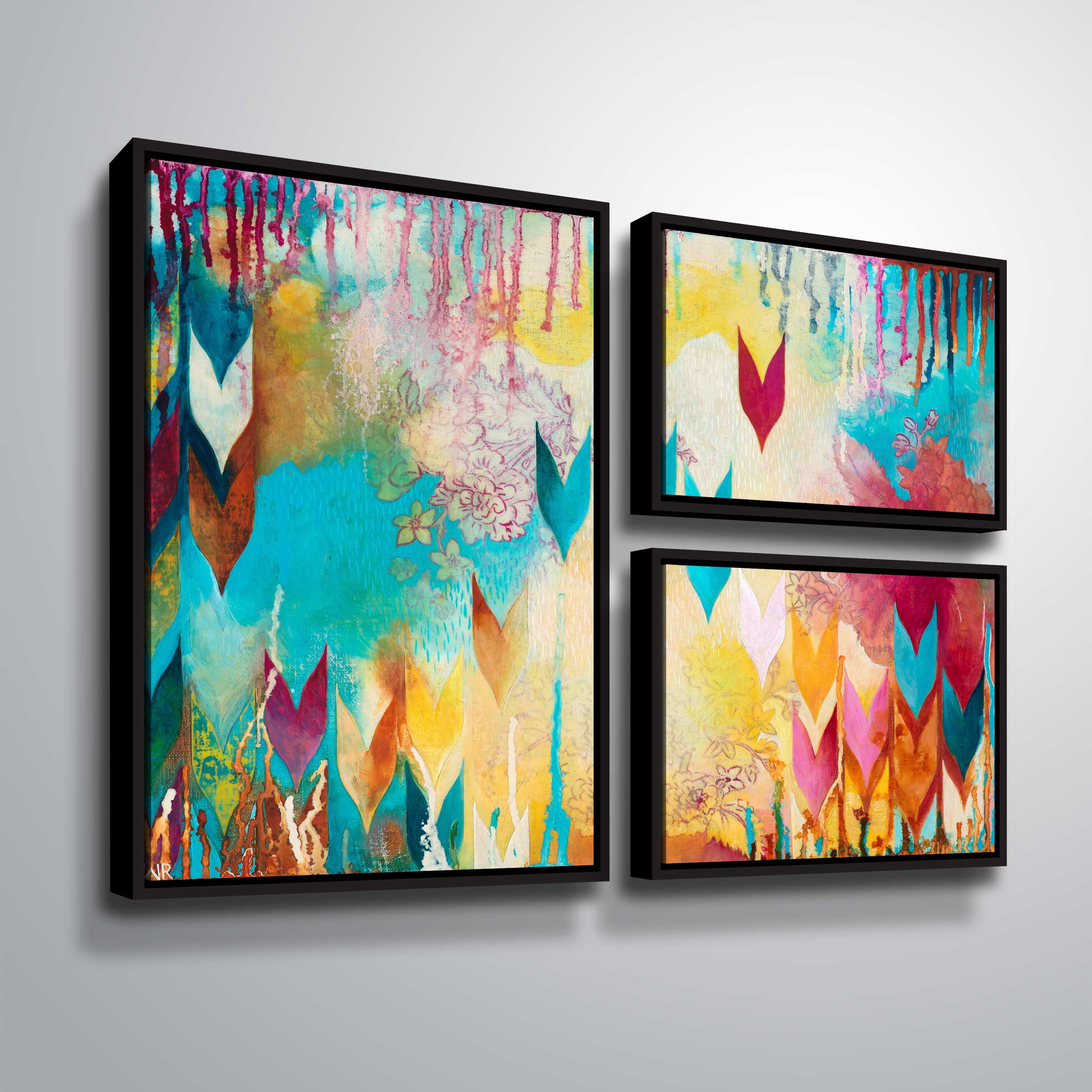 Artwall Life is Good, 3 Piece Floater Framed Canvas Flag Set by Heather noel Robinson