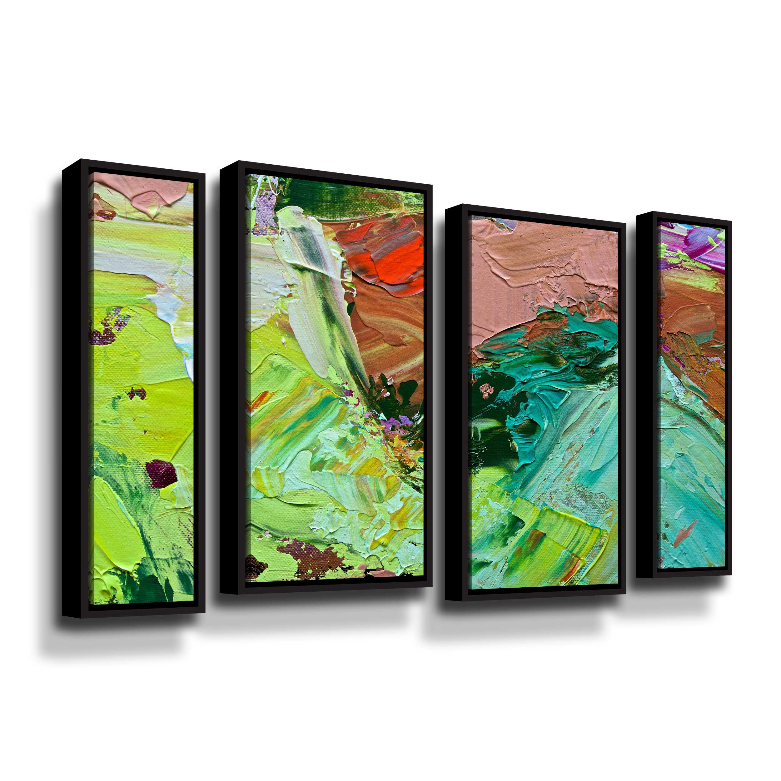 Artwall Light Rays, 4 Piece Floater Framed Canvas Staggered Set by Allan Friedlander