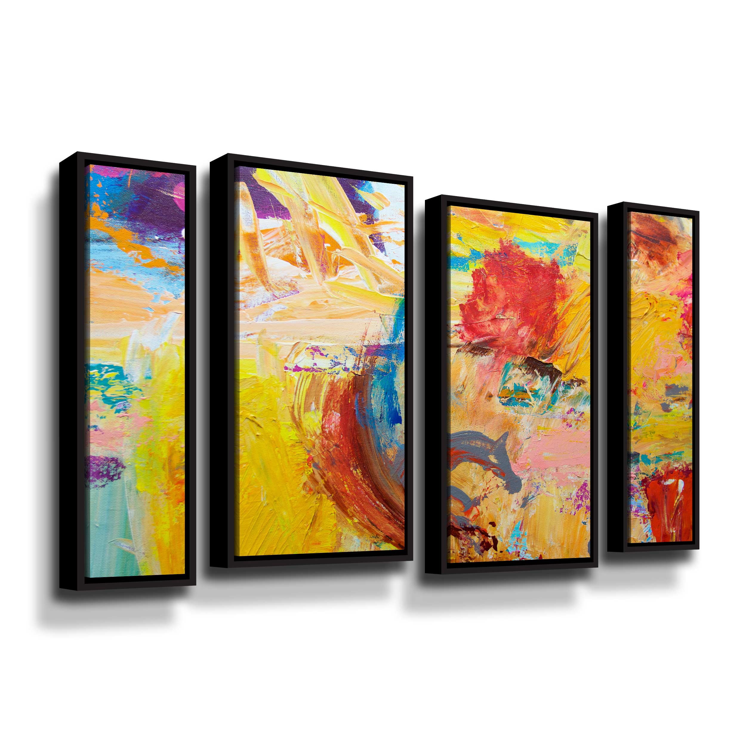 Artwall Parker 9083, 4 Piece Floater Framed Canvas Staggered Set by Allan Friedlander