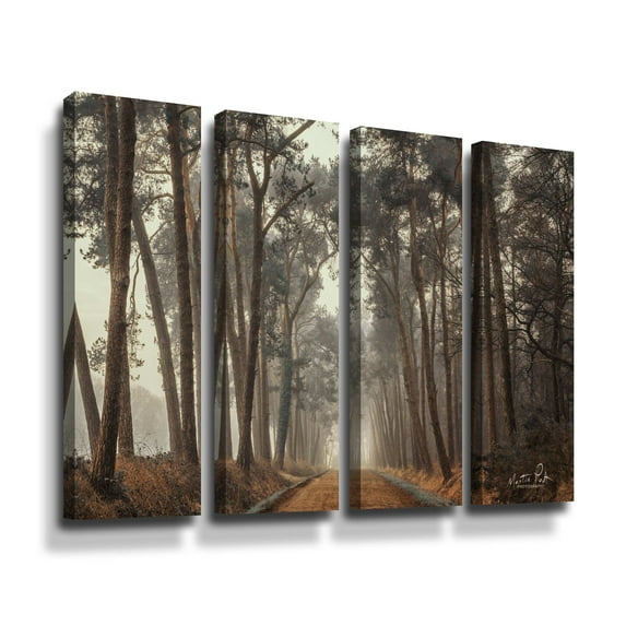 Artwall Path of Pines, 4 Piece Gallery Wrapped Canvas Set by Martin Podt