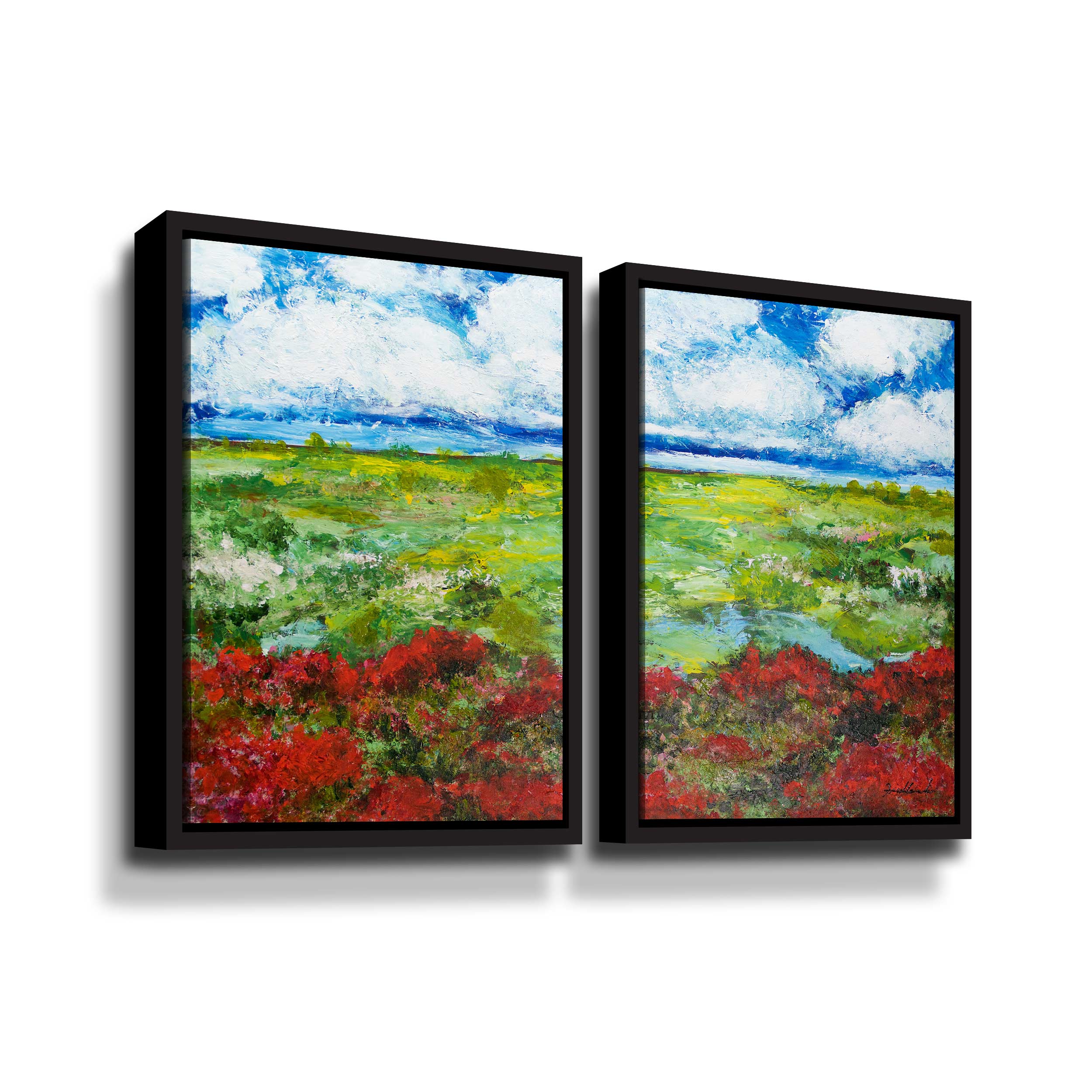 Artwall Red Berries, 2 Piece Floater Framed Canvas Set by Allan Friedlander