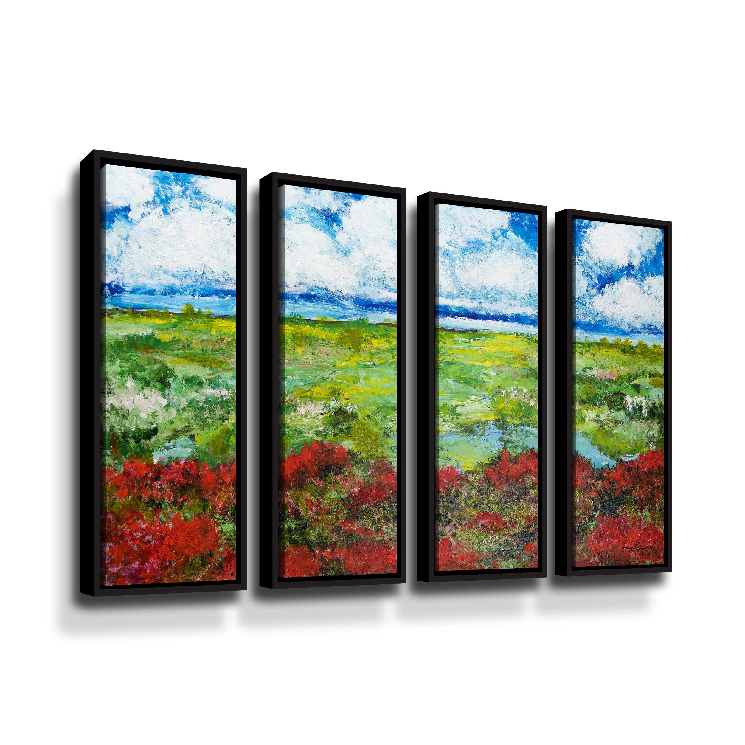 Artwall Red Berries, 4 Piece Floater Framed Canvas Set by Allan Friedlander
