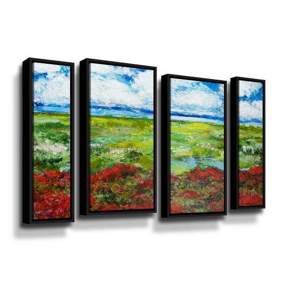 Artwall Red Berries, 4 Piece Floater Framed Canvas Staggered Set by Allan Friedlander