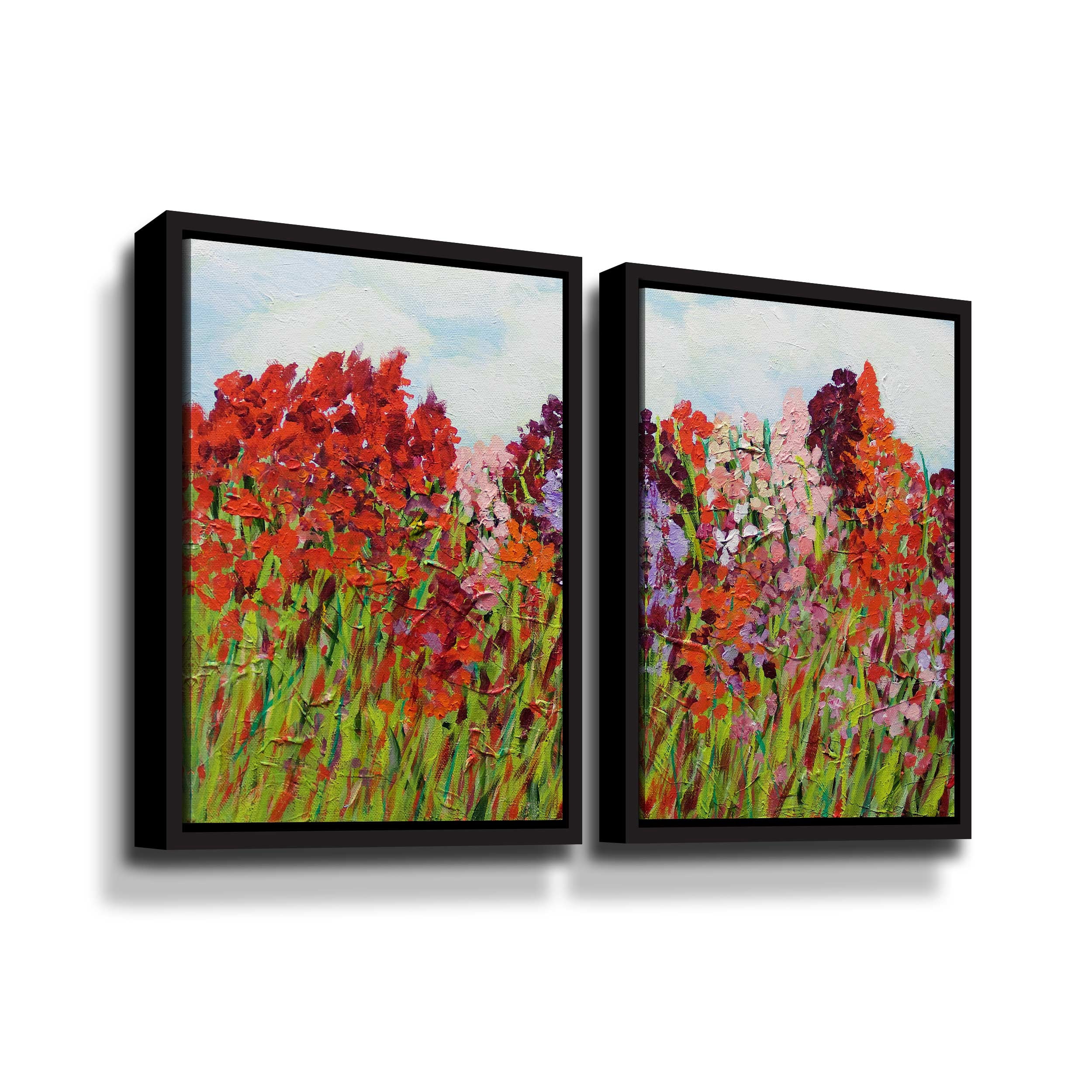 Artwall Red Garden, 2 Piece Floater Framed Canvas Set by Allan Friedlander