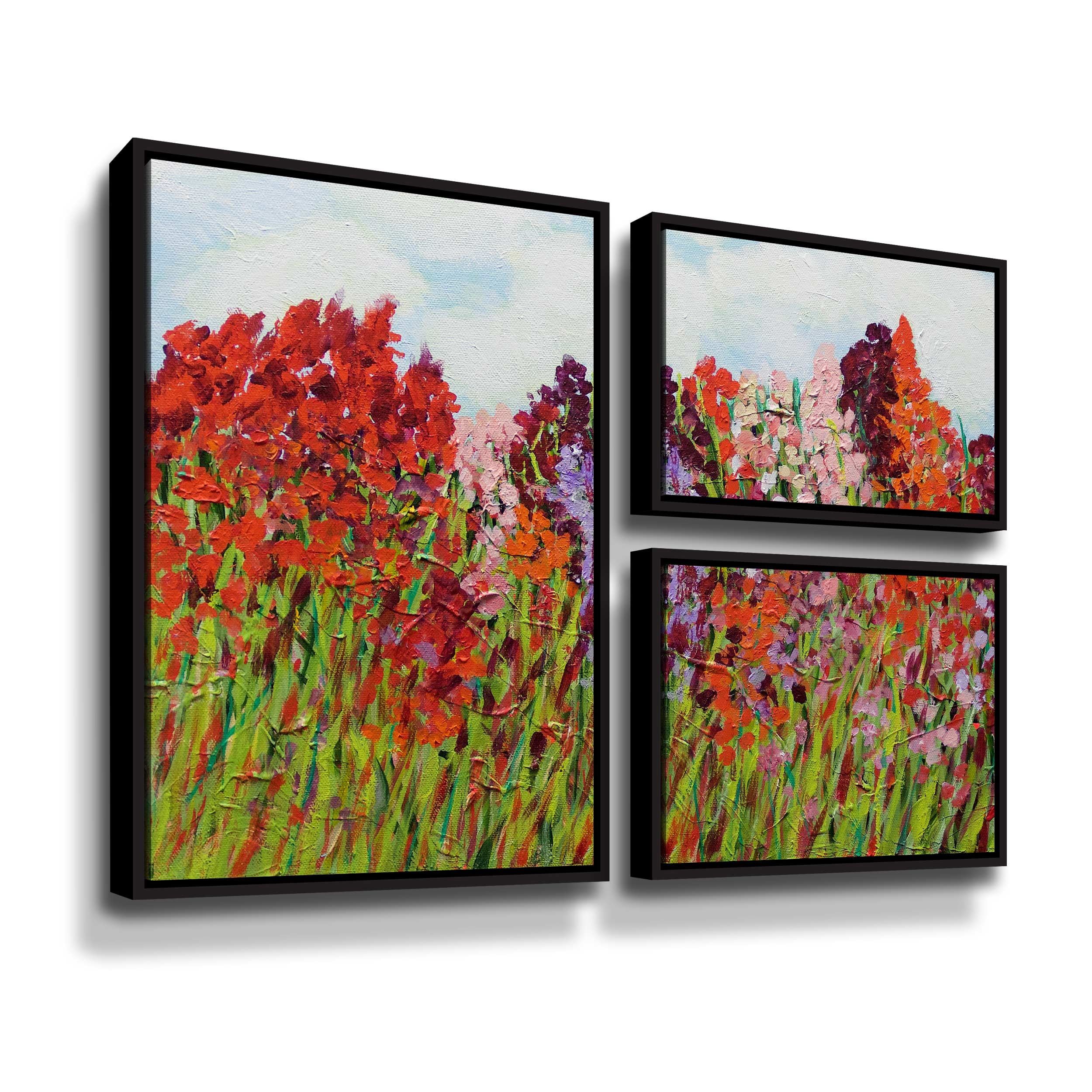 Artwall Red Garden, 3 Piece Floater Framed Canvas Flag Set by Allan Friedlander