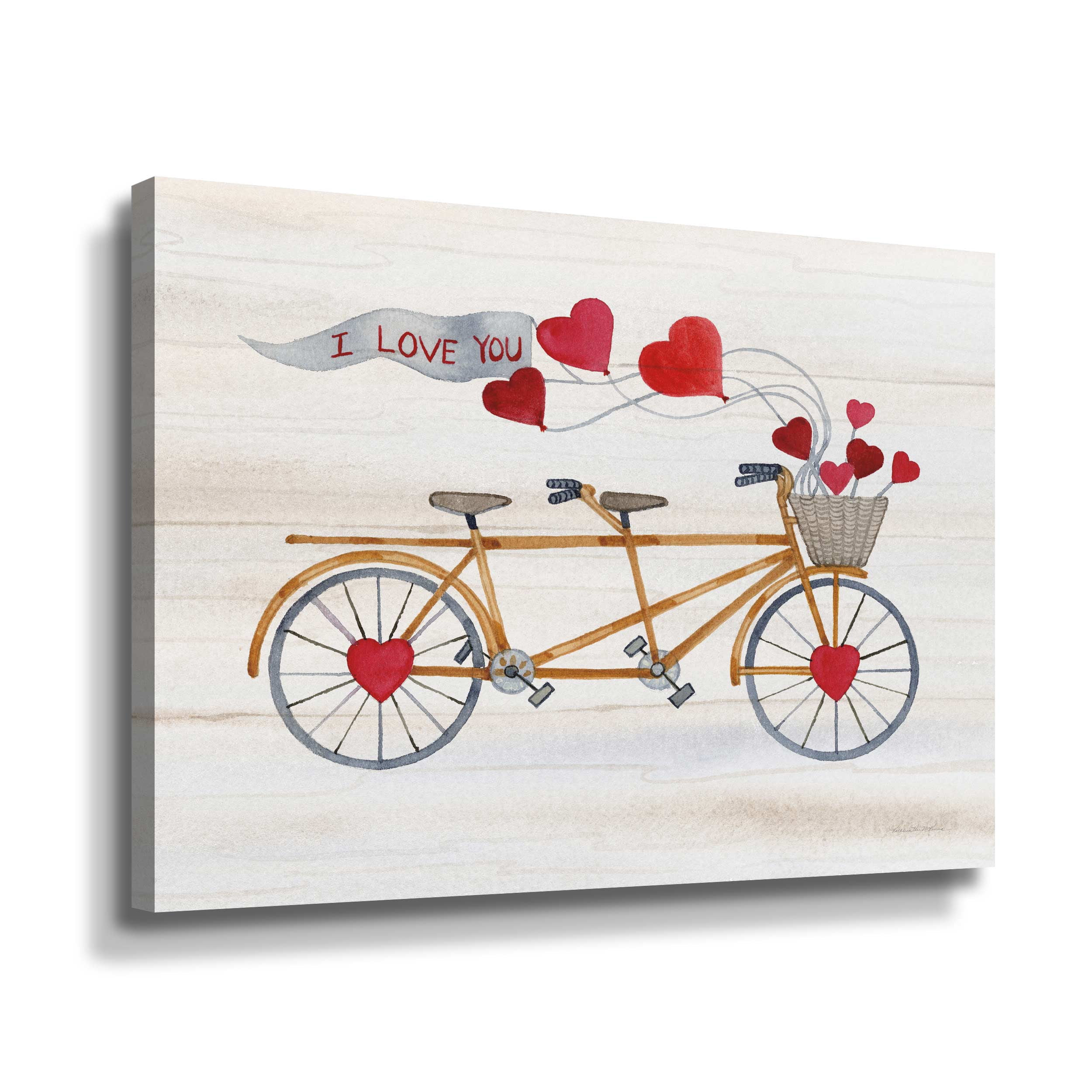 Artwall Rustic Valentine Bicycle , Gallery Wrapped Canvas by Kathleen Parr Mckenna