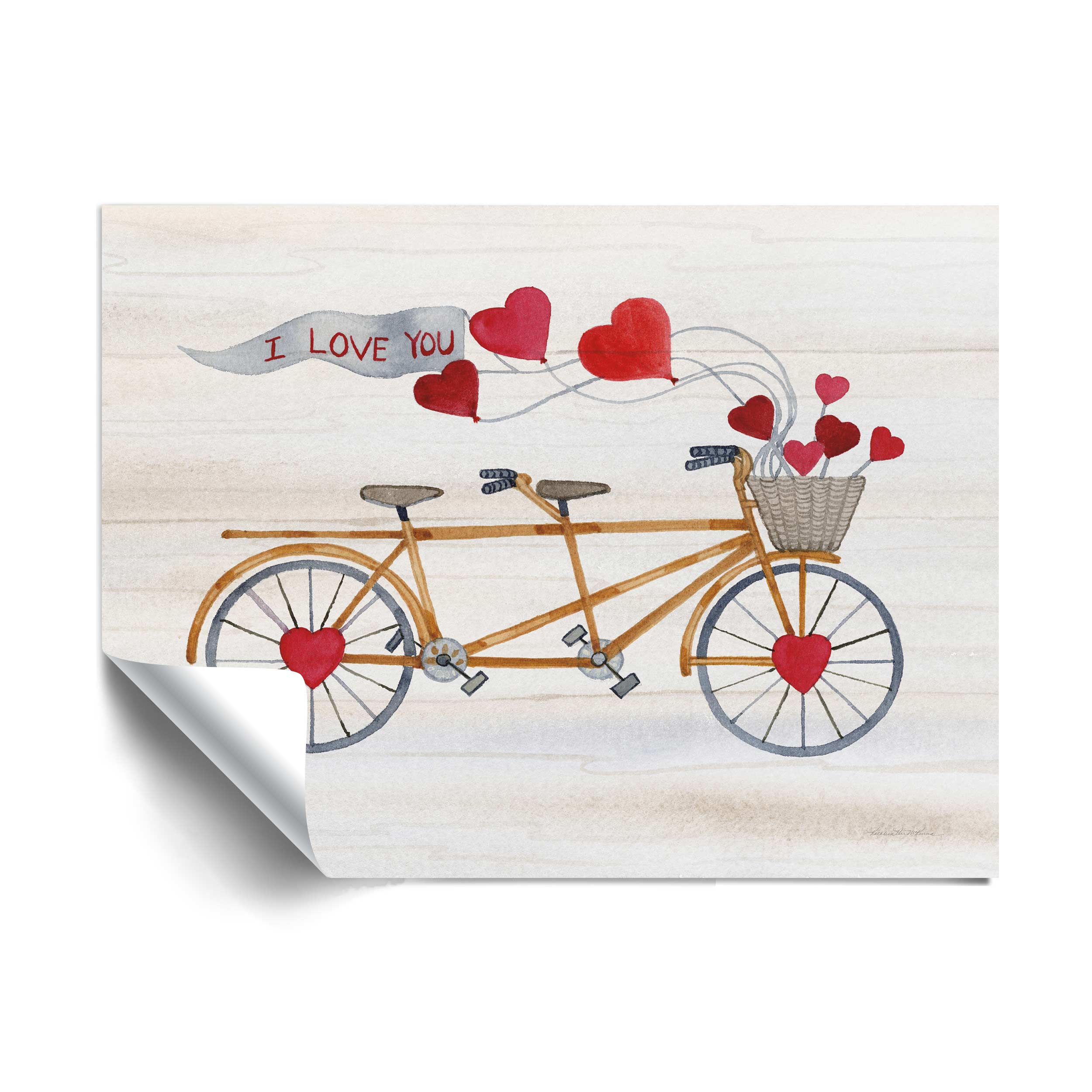 Artwall Rustic Valentine Bicycle , Removable Wall Art Mural by Kathleen Parr Mckenna