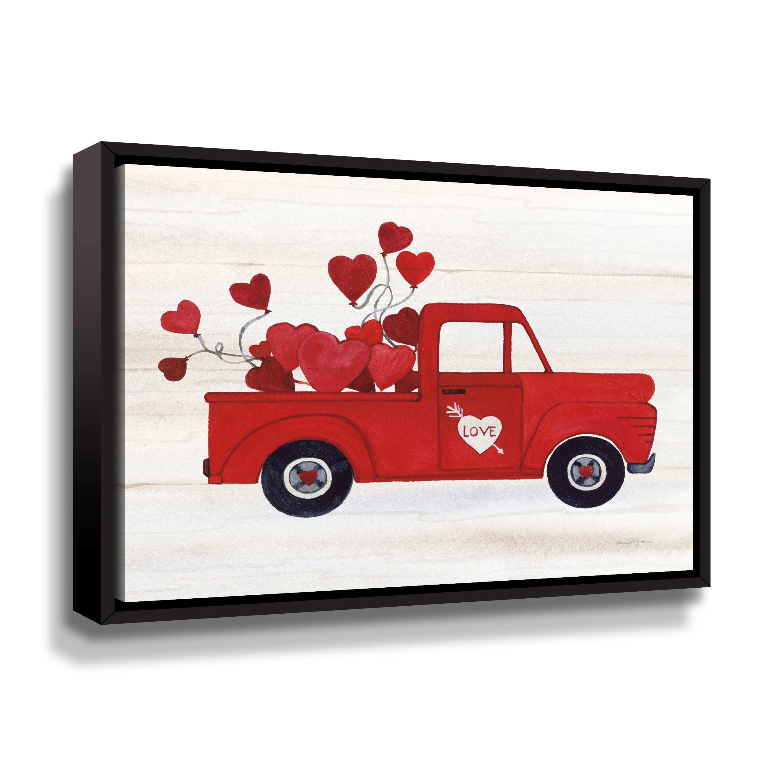 Artwall Rustic Valentine Truck, Gallery Wrapped Floater-framed Canvas by Kathleen Parr Mckenna