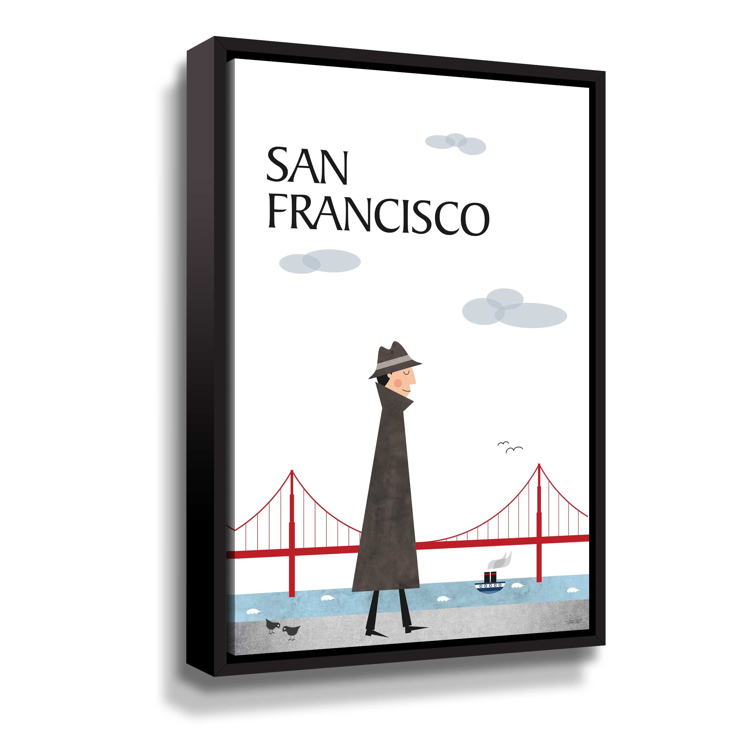 Artwall San Francisco, Gallery Wrapped Floater-framed Canvas by Tomas Design