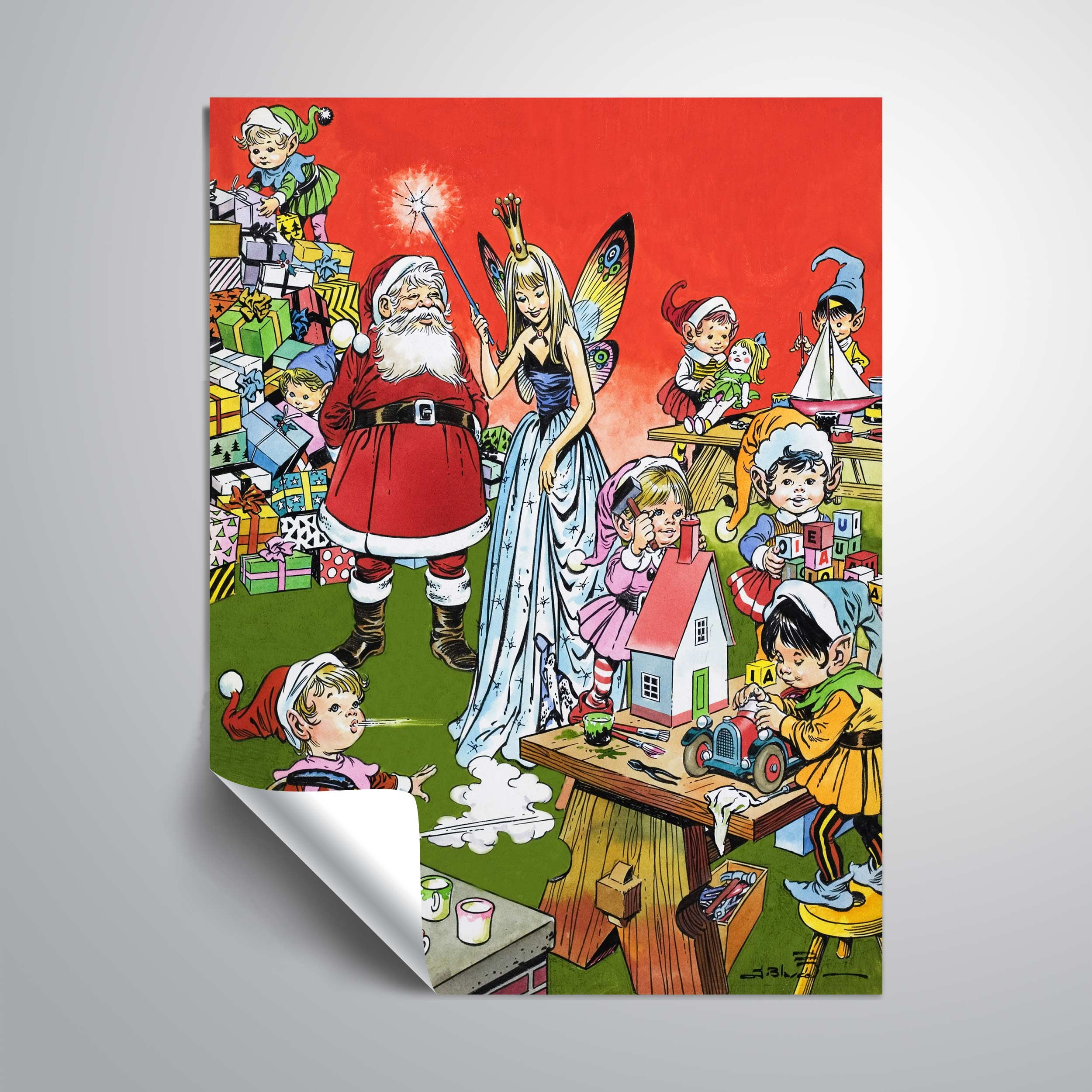 Artwall Santa Claus's Toy Factory, Removable Wall Art Mural by Jesus Blasco