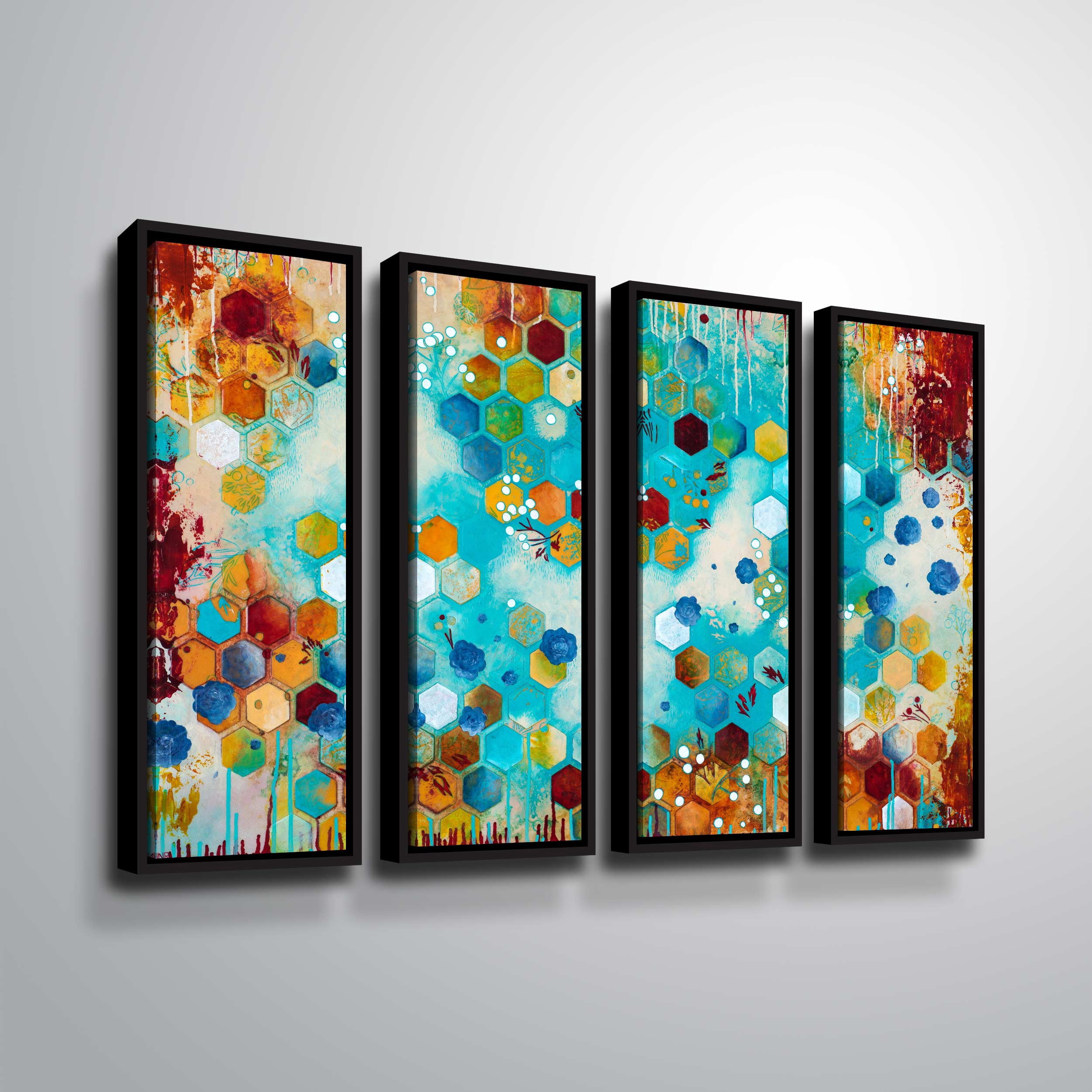Artwall Scattered, 4 Piece Floater Framed Canvas Set by Heather Noel Robinson