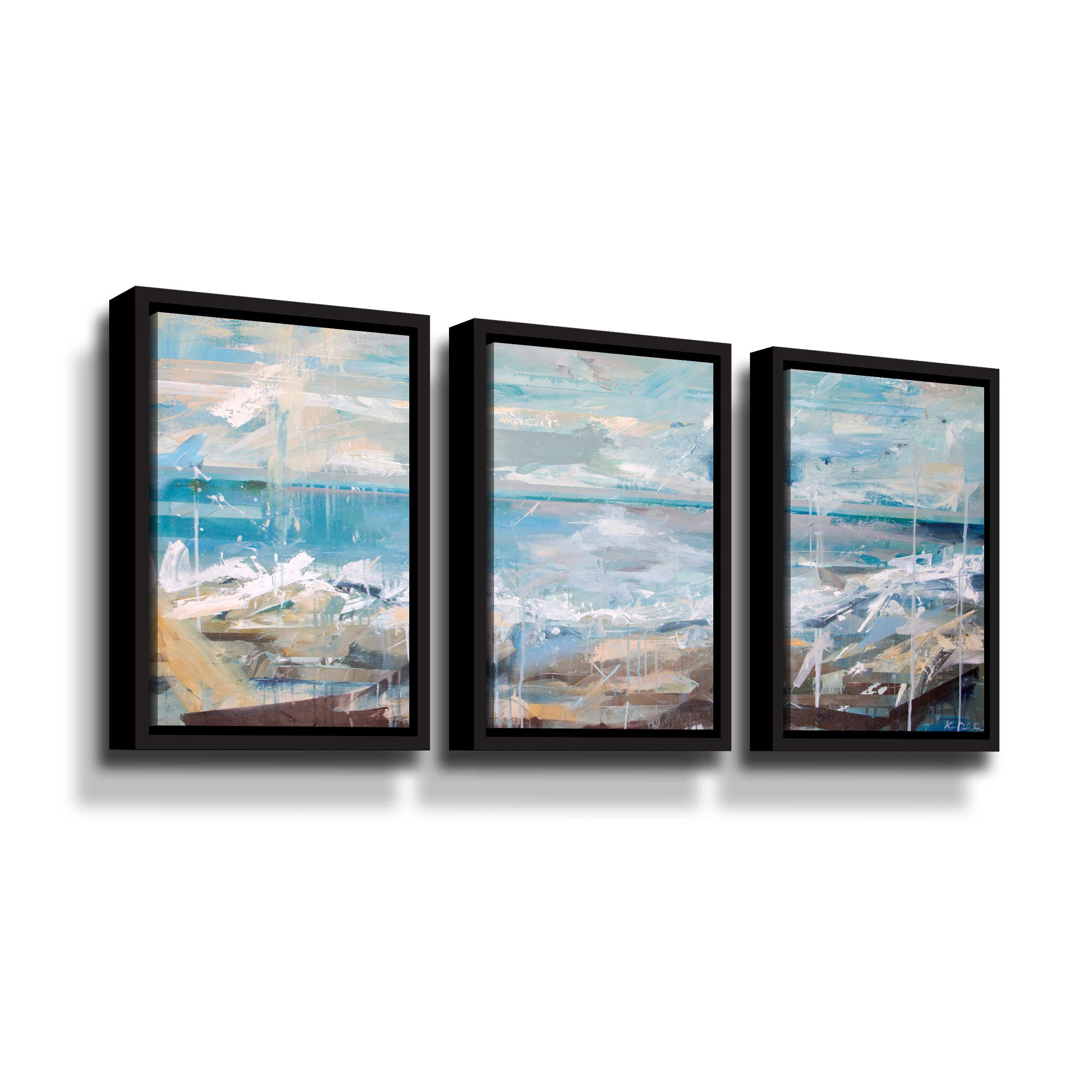 Artwall Seawalk, 3 Piece Floater Framed Canvas Set by Kym De Los Reyes