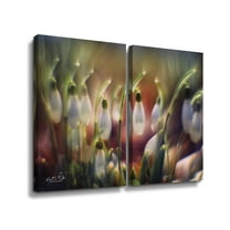 Artwall Snowdrops, 2 Piece Gallery Wrapped Canvas Set by Martin Podt