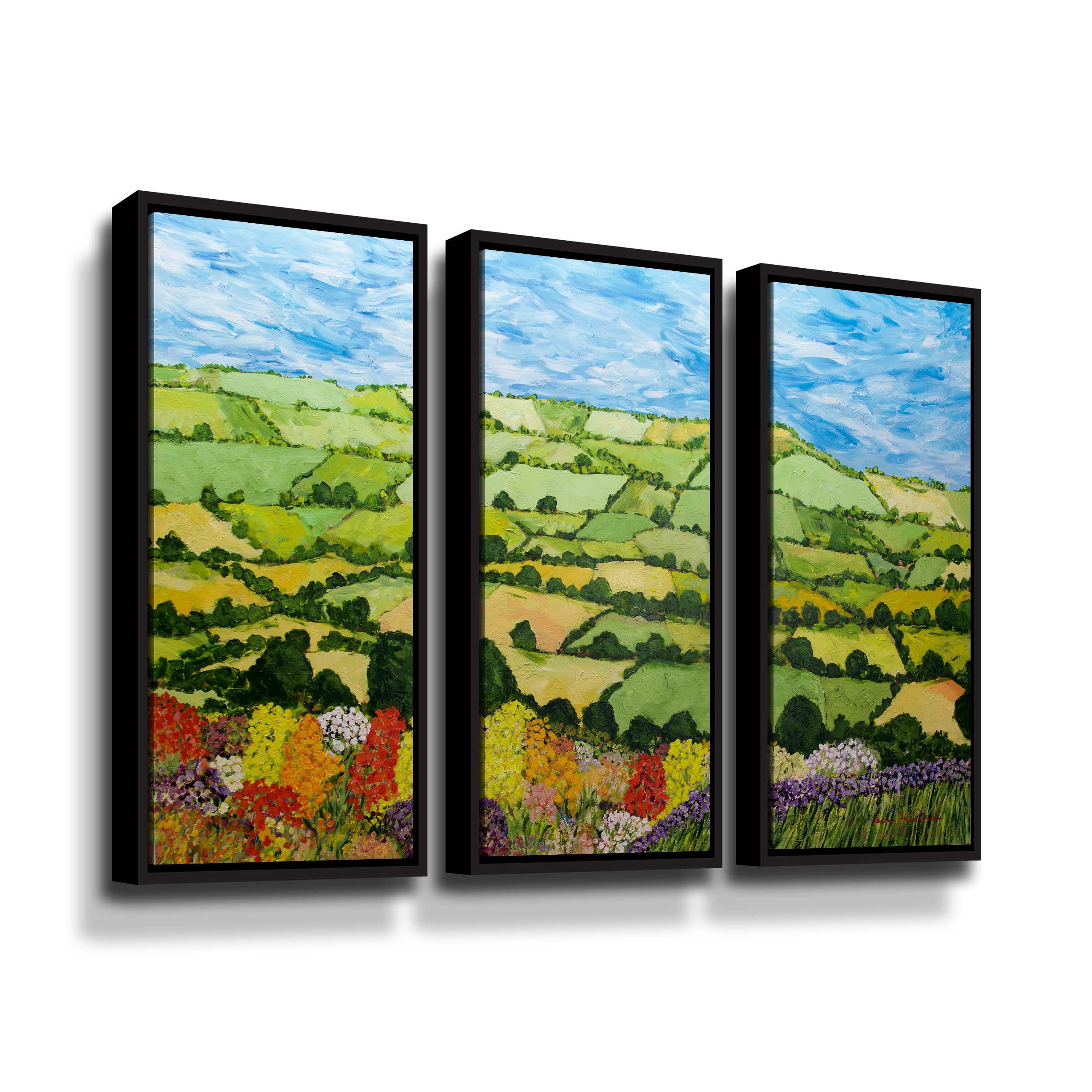 Artwall Summer Sunshine, 3 Piece Floater Framed Canvas Set by Allan Friedlander