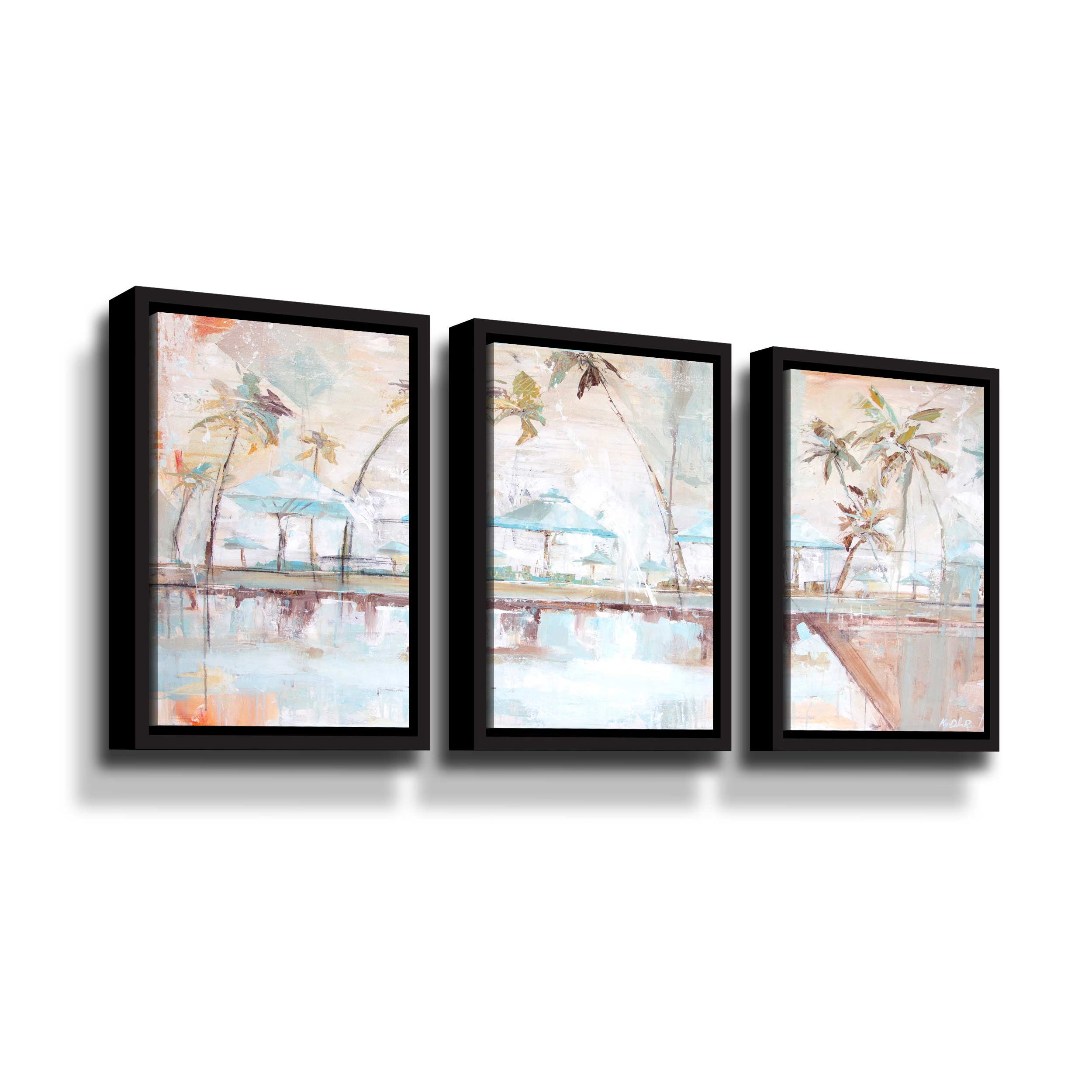 Artwall The Kahala, 3 Piece Floater Framed Canvas Set by Kym De Los Reyes