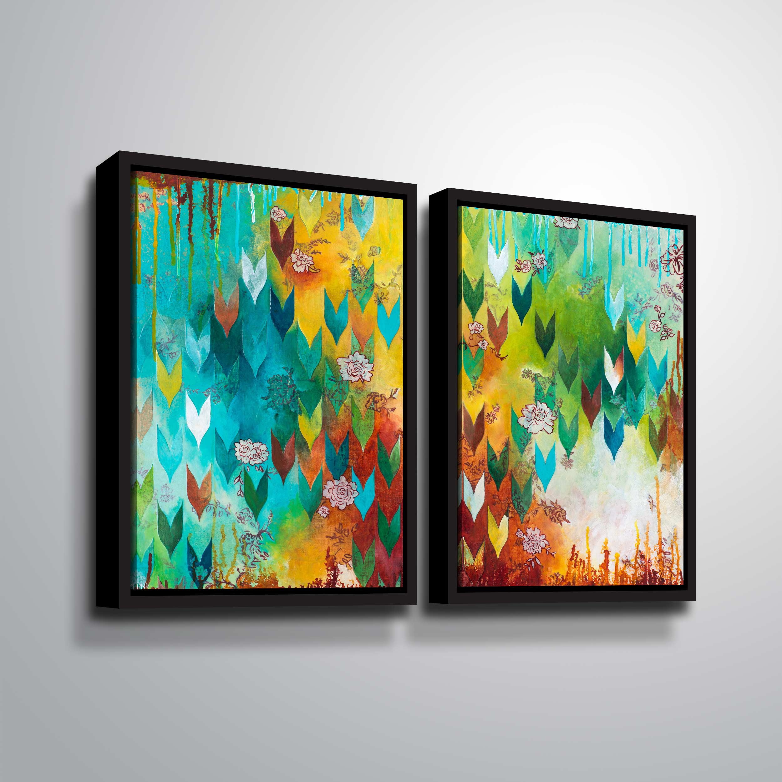 Artwall The key to happiness, 2 Piece Floater Framed Canvas Set by Heather Noel Robinson