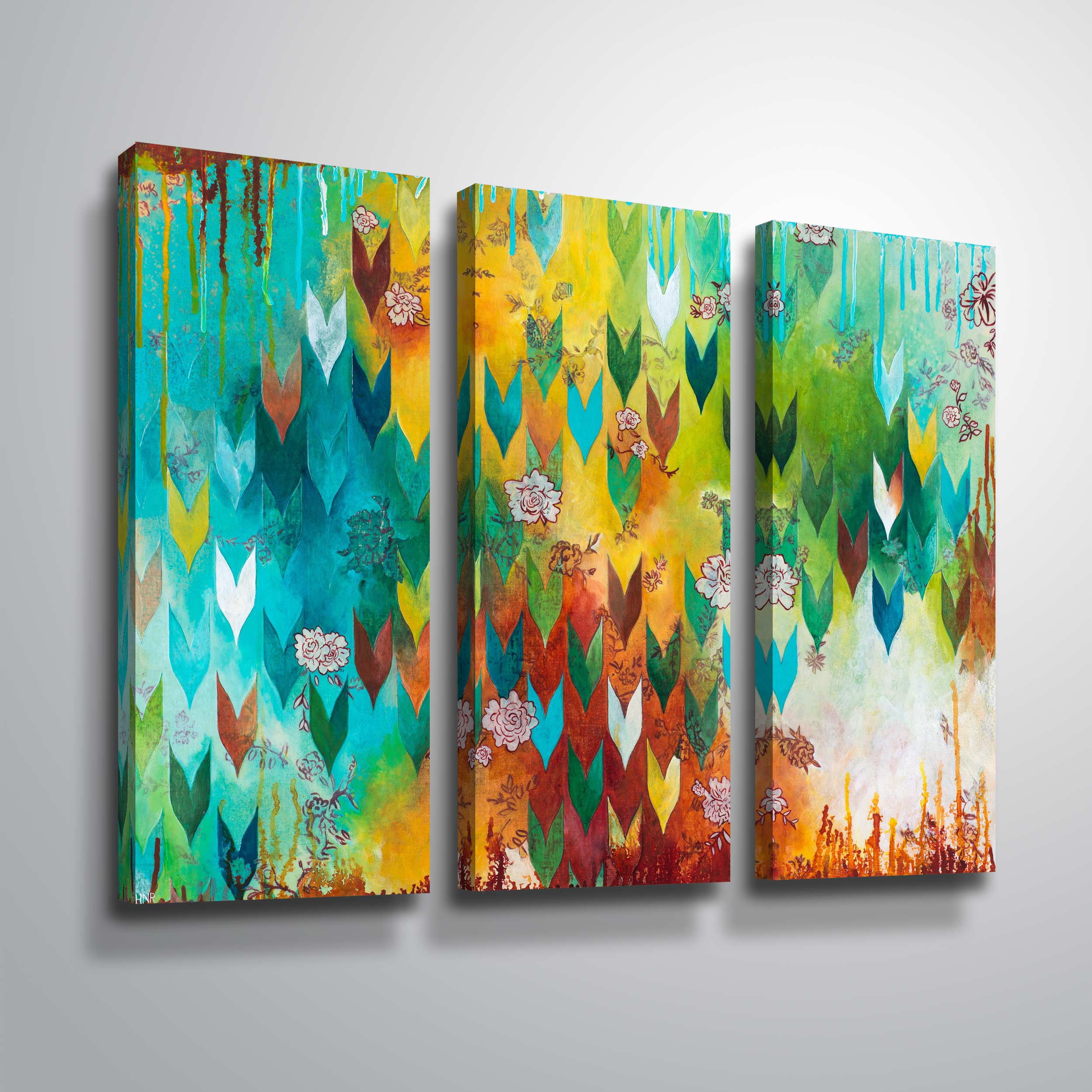 Artwall The key to happiness, 3 Piece Gallery Wrapped Canvas Set by Heather Noel Robinson