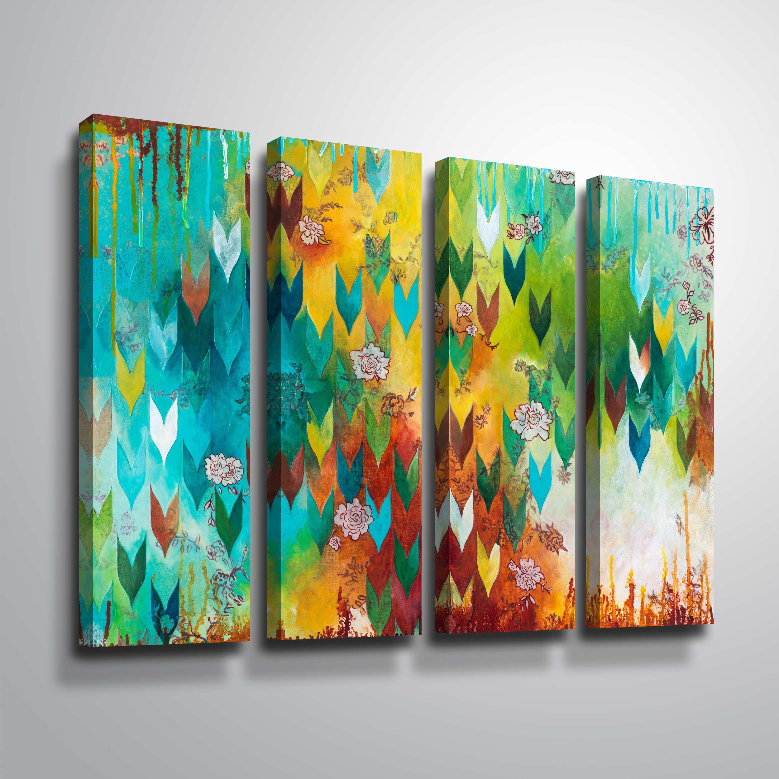 Artwall The key to happiness, 4 Piece Gallery Wrapped Canvas Set by Heather Noel Robinson
