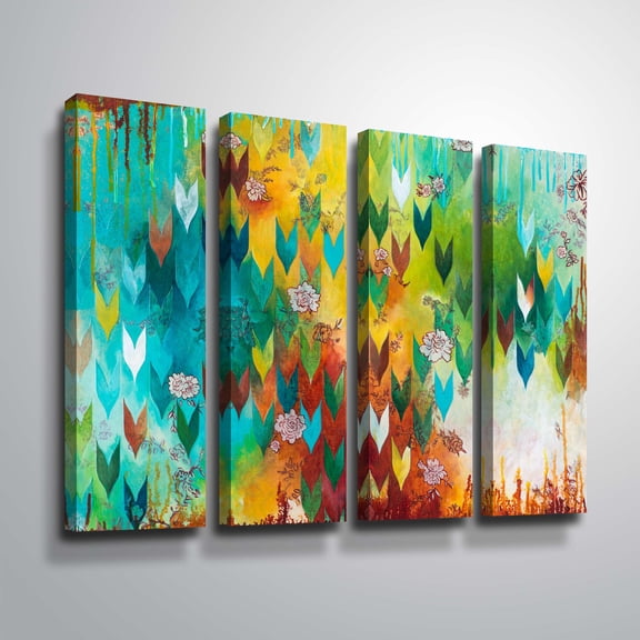 Artwall The key to happiness, 4 Piece Gallery Wrapped Canvas Set by Heather Noel Robinson