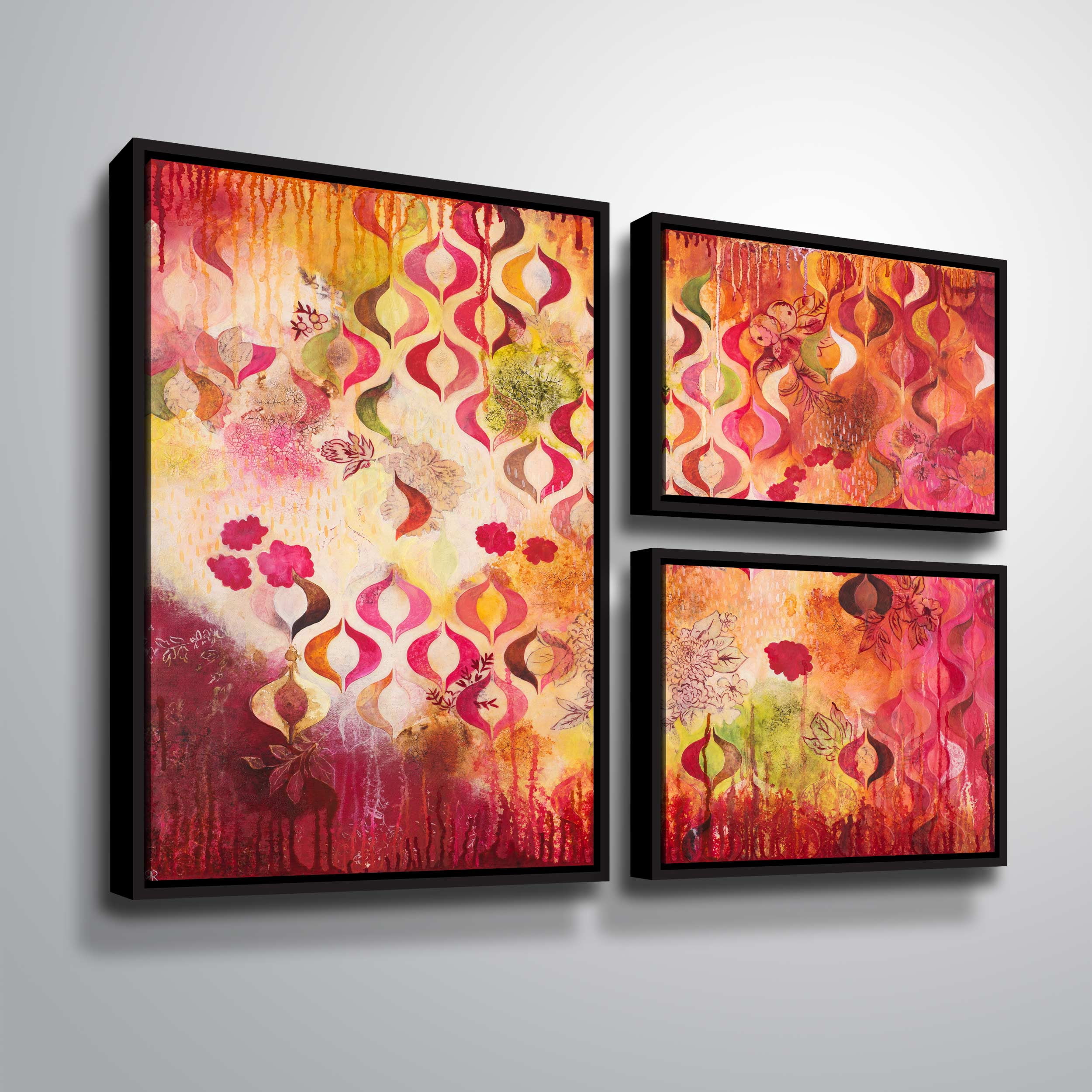 Artwall This kind of romance, 3 Piece Floater Framed Canvas Flag Set by Heather Noel Robinson