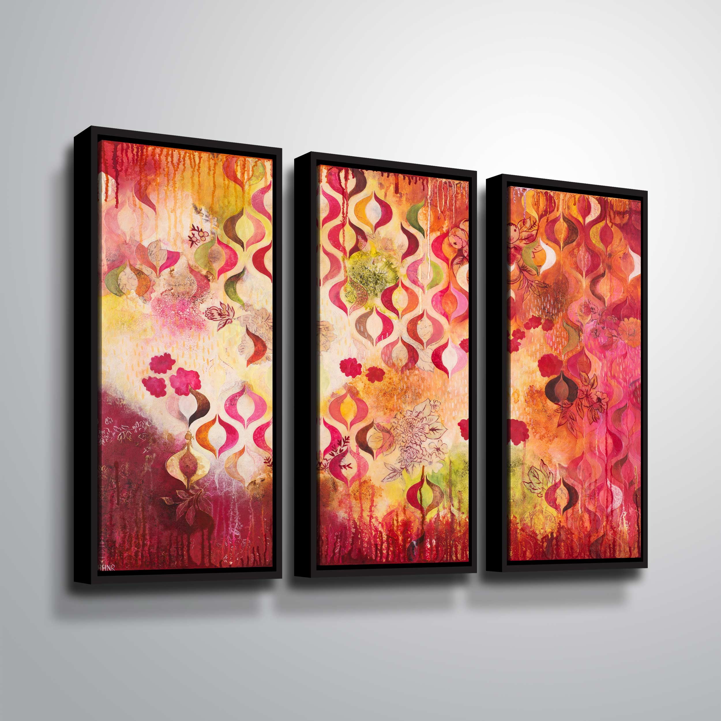 Artwall This kind of romance, 3 Piece Floater Framed Canvas Set by Heather Noel Robinson