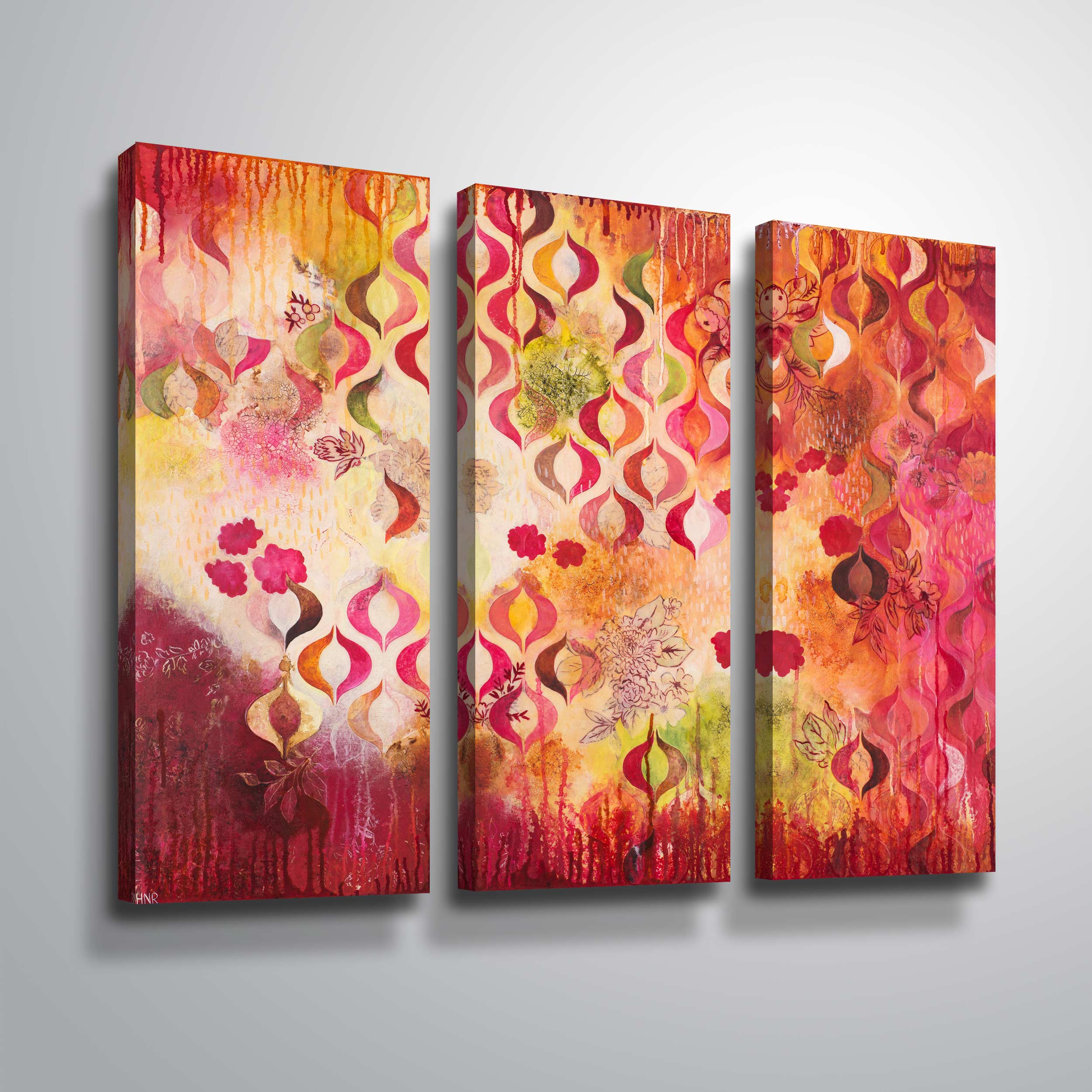Artwall This kind of romance, 3 Piece Gallery Wrapped Canvas Set by Heather noel Robinson