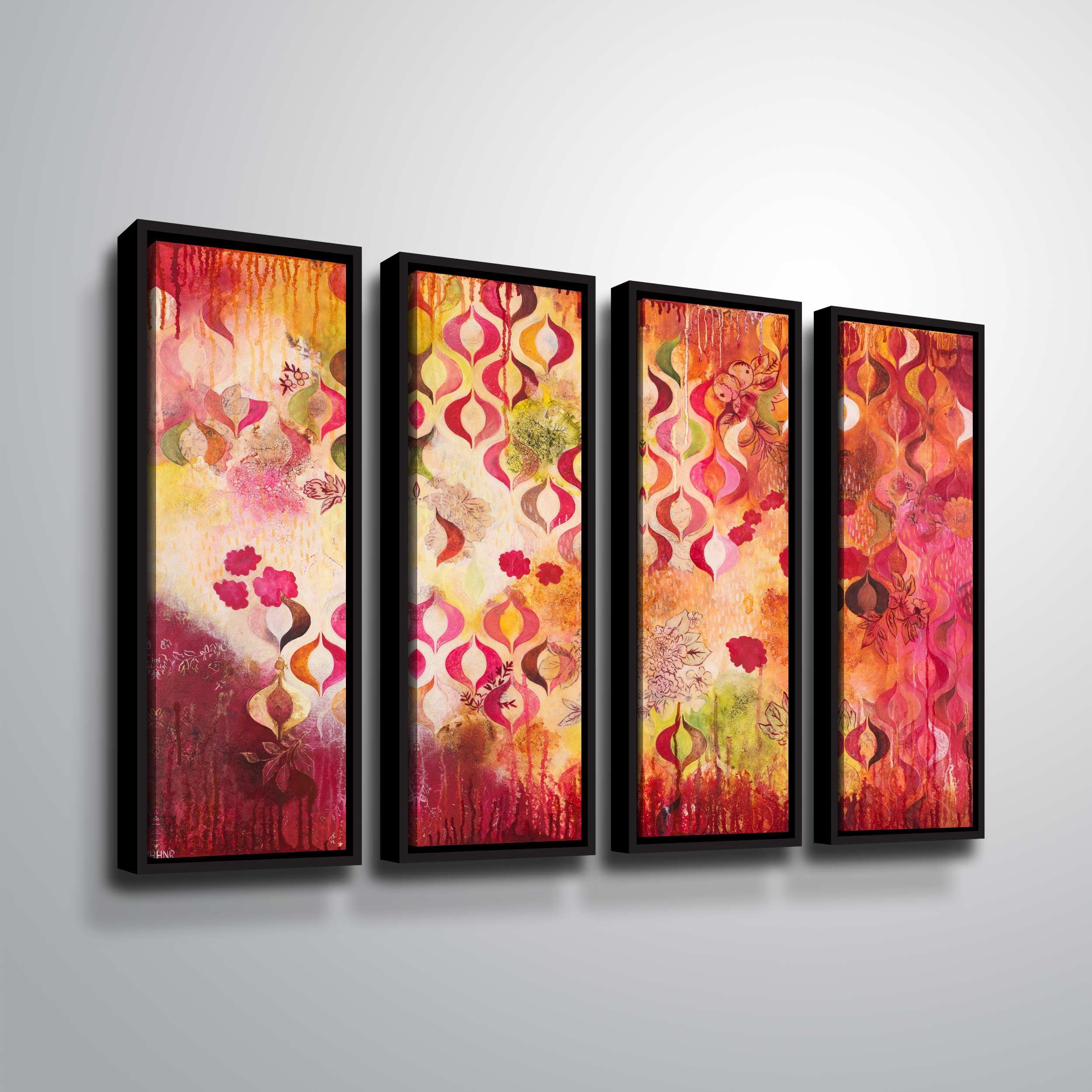 Artwall This kind of romance, 4 Piece Floater Framed Canvas Set by Heather Noel Robinson
