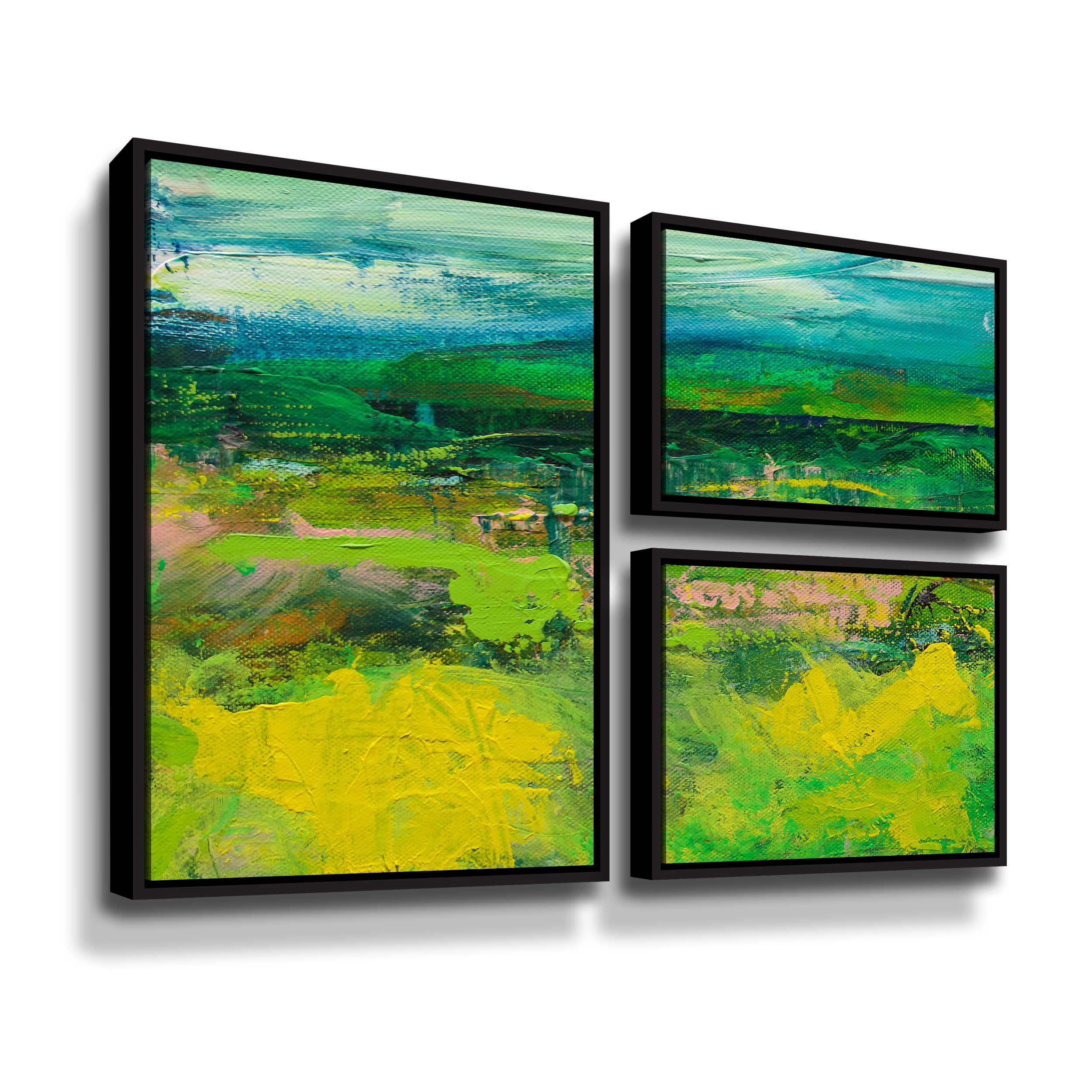 Artwall Walking Path, 3 Piece Floater Framed Canvas Flag Set by Allan Friedlander