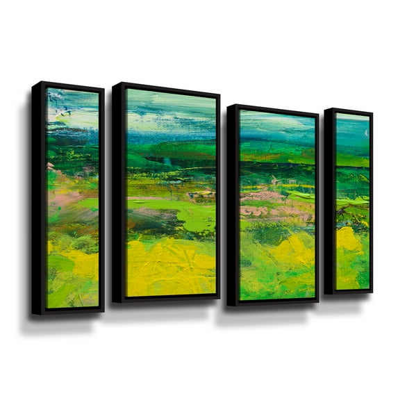 Artwall Walking Path, 4 Piece Floater Framed Canvas Staggered Set by Allan Friedlander