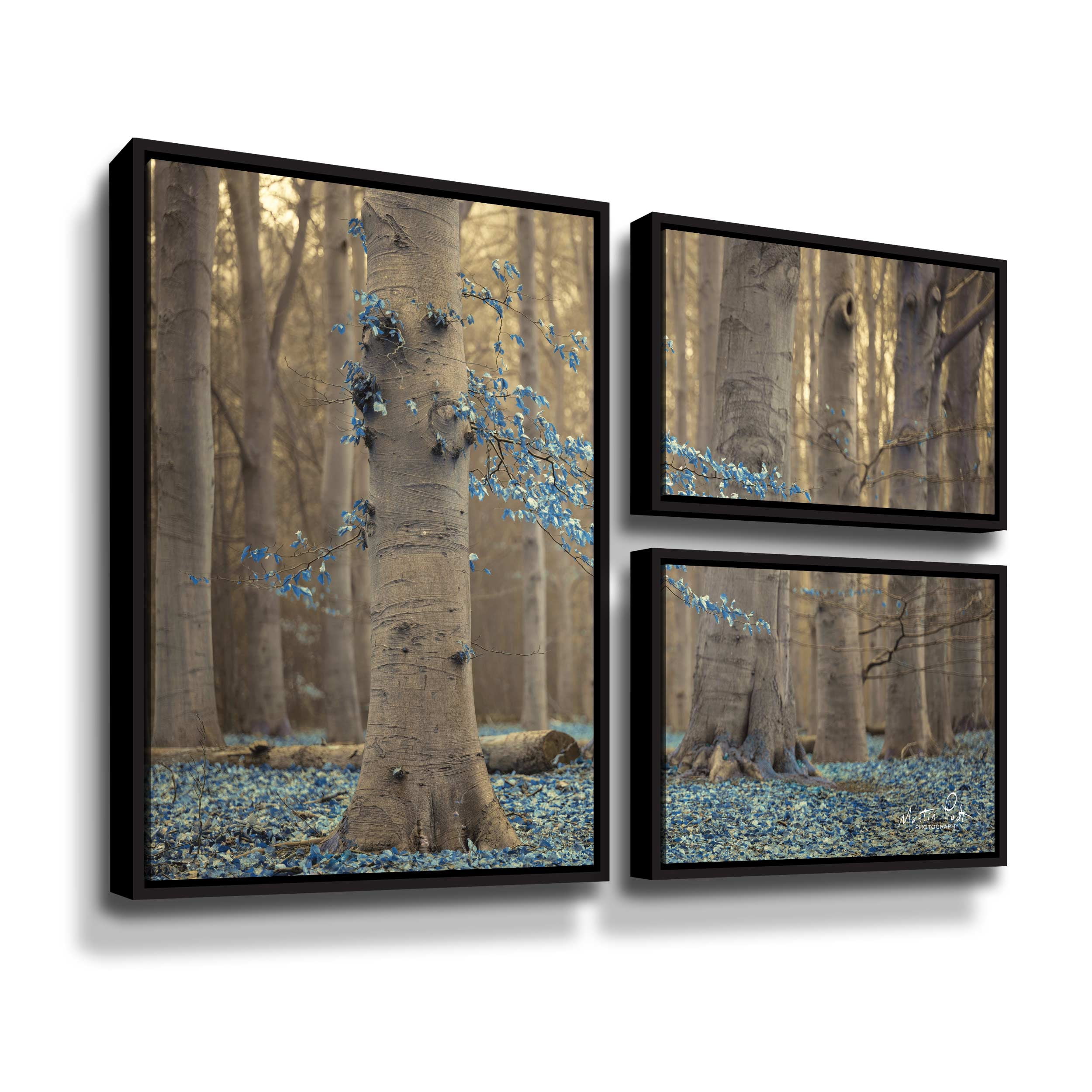 Artwall Winter Blues, 3 Piece Floater Framed Canvas Flag Set by Martin Podt