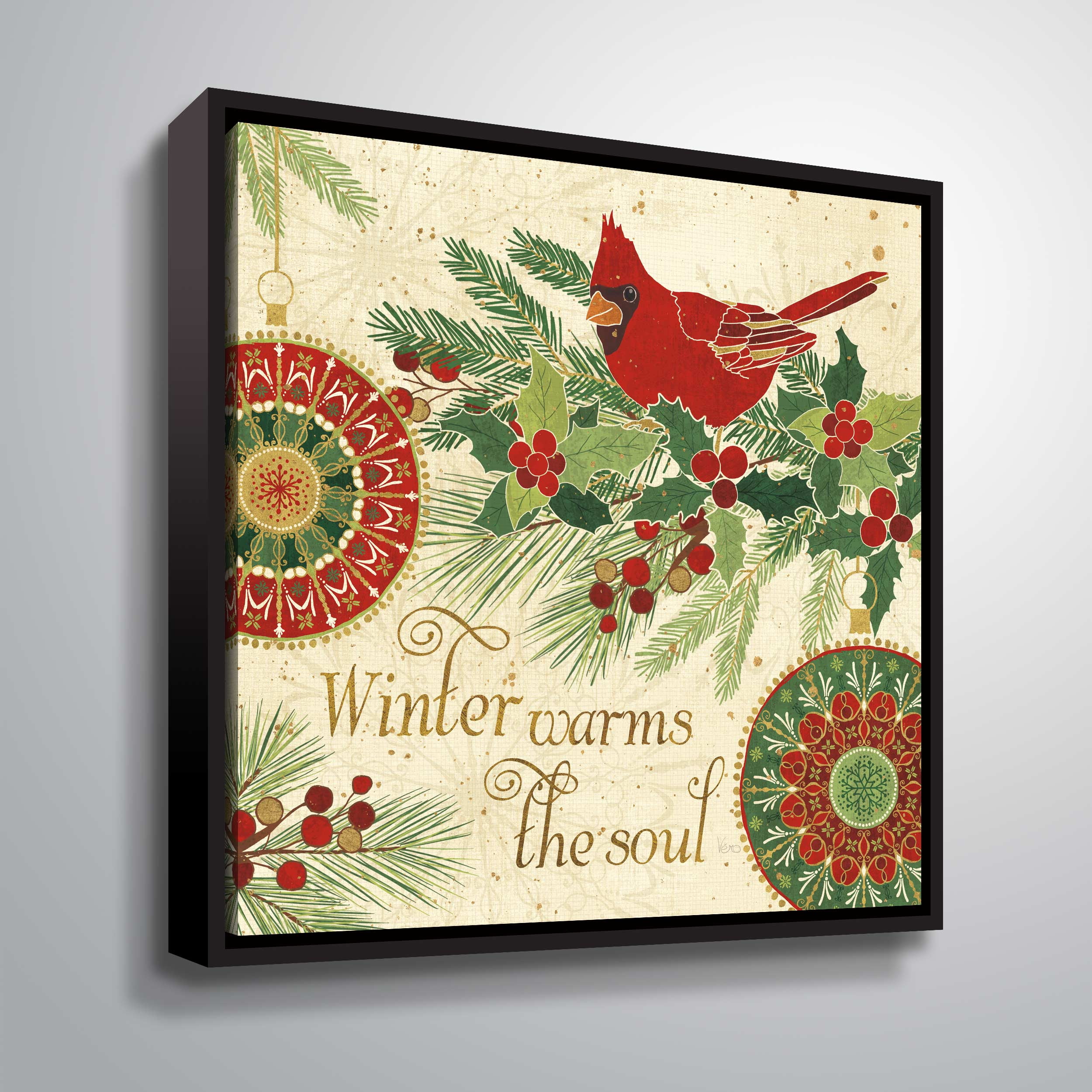 Artwall Winter Feathers VI, Gallery Wrapped Floater-framed Canvas by Veronique Charron