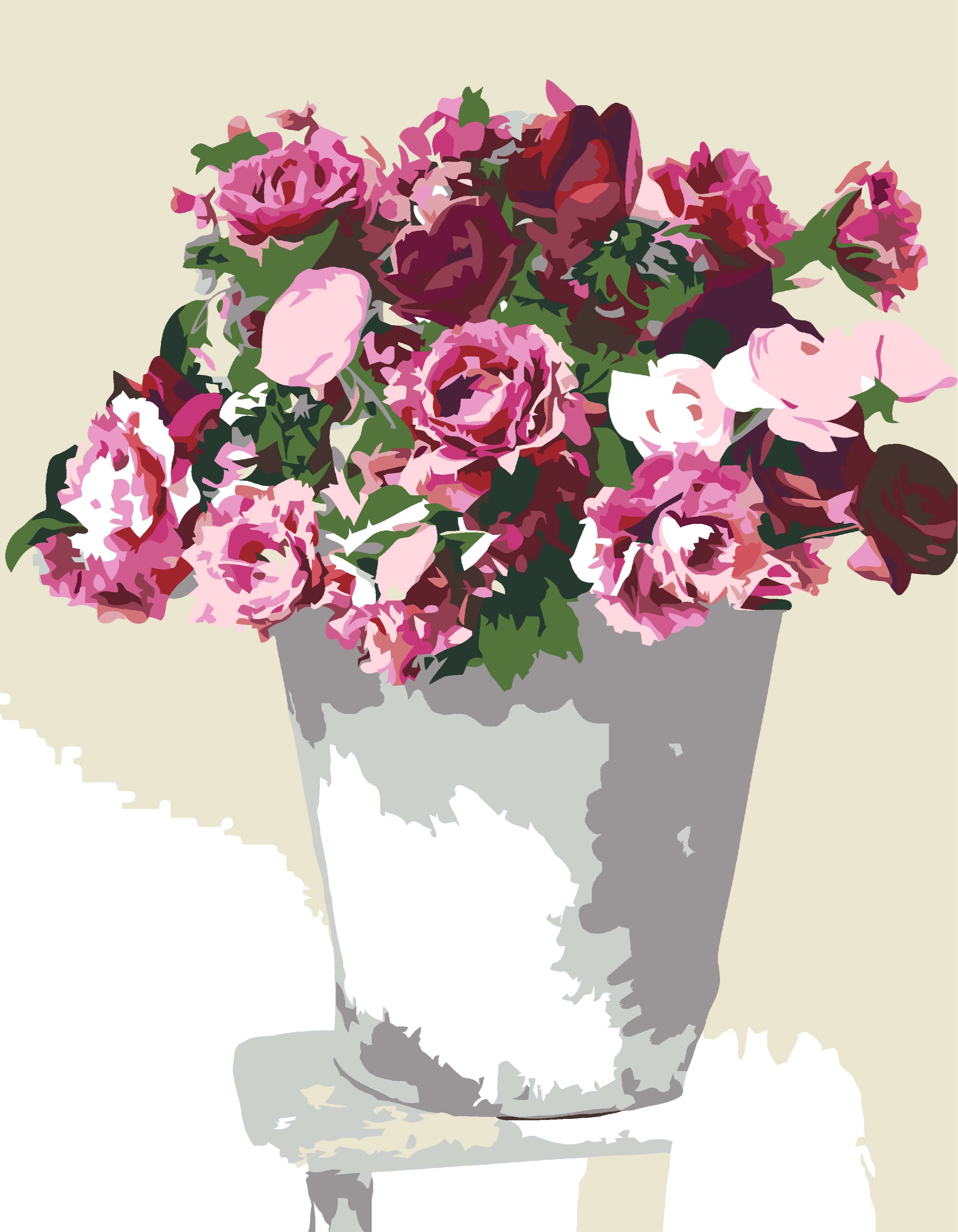  DIY Paint by Numbers for Adults Pink Flowers-a