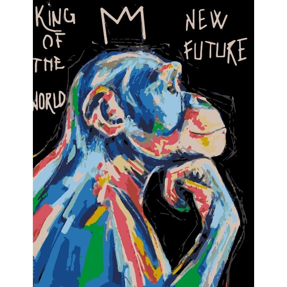 Artwille Monkey Paint by Numbers Kit, Acrylic on Canvas, 13.8 x 17.7 in, Ages 14+