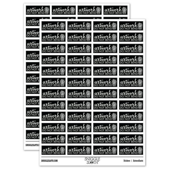 Artwork Do Not Bend Potted Plant Sticker Set - Black - Gloss Finish - 1.25" Mini